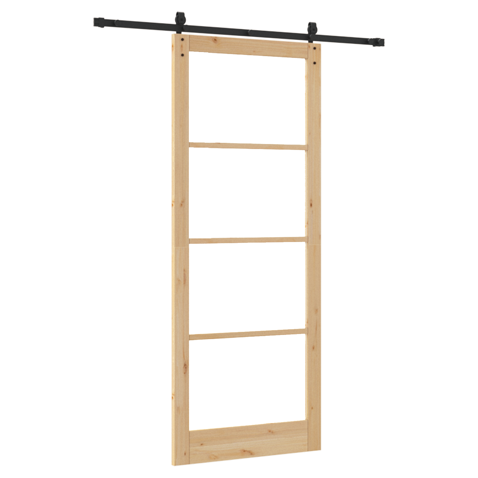 Sliding Door with Hardware Set 83x232 cm Solid Wood Pine - Image 6