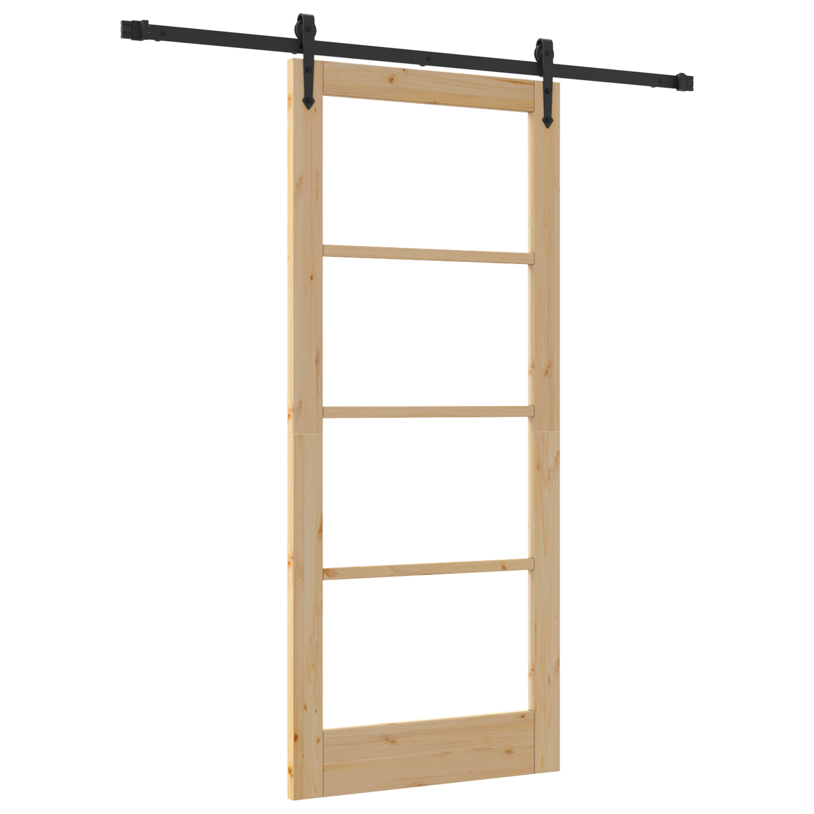 Sliding Door with Hardware Set 86x198.5 cm Solid Wood Pine - Image 2
