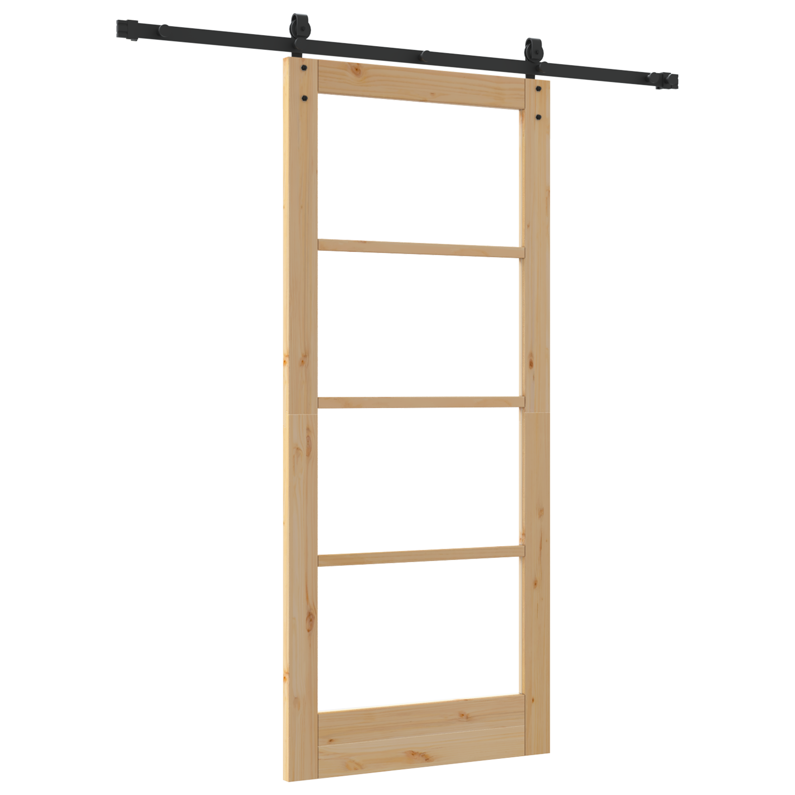 Sliding Door with Hardware Set 86x198.5 cm Solid Wood Pine - Image 6