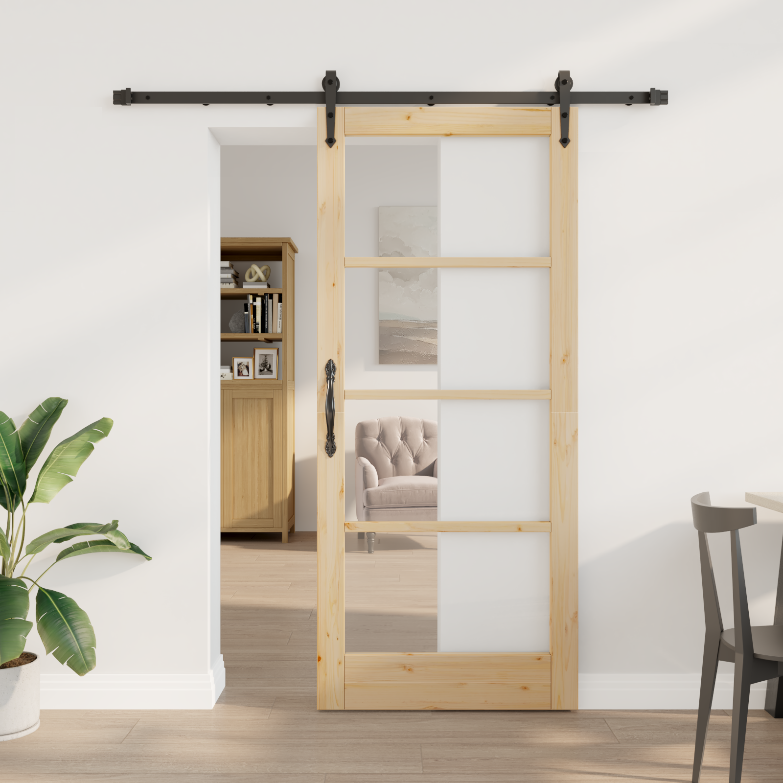 Sliding Door with Hardware Set 86x198.5 cm Solid Wood Pine