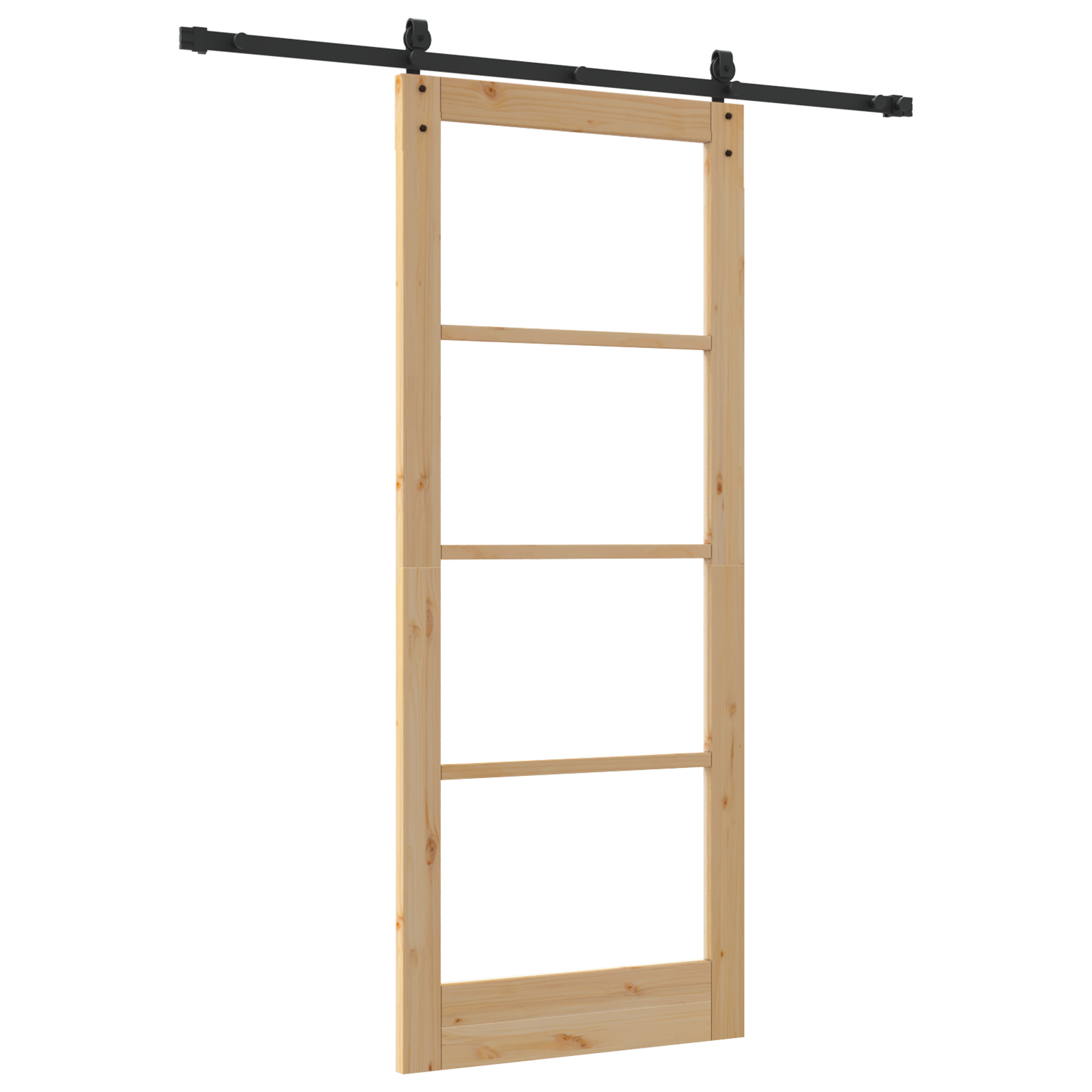 Sliding Door with Hardware Set 86x211 cm Solid Wood Pine - Image 6