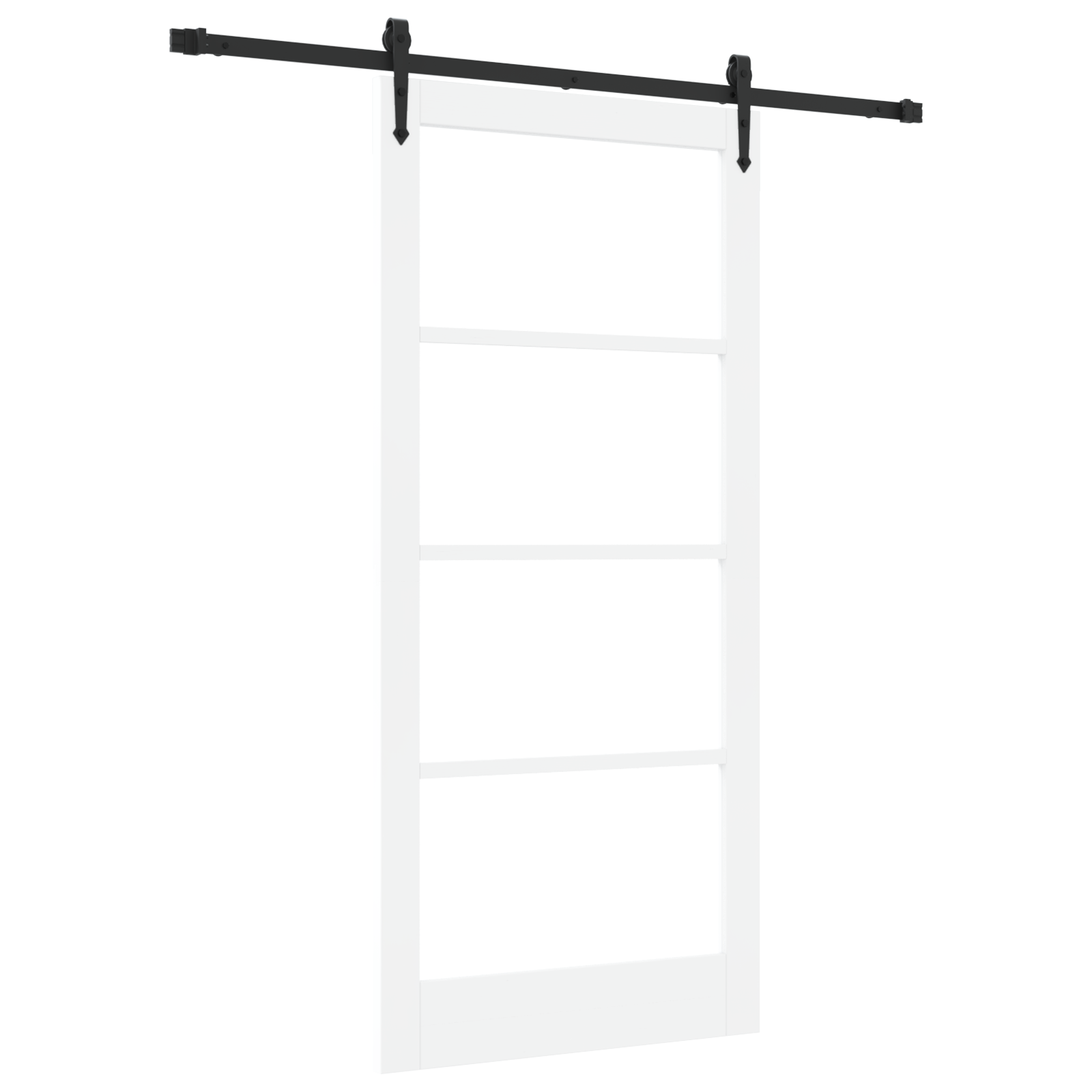 Sliding Door with Hardware Set White 93x202 cm Solid Wood Pine - Image 2