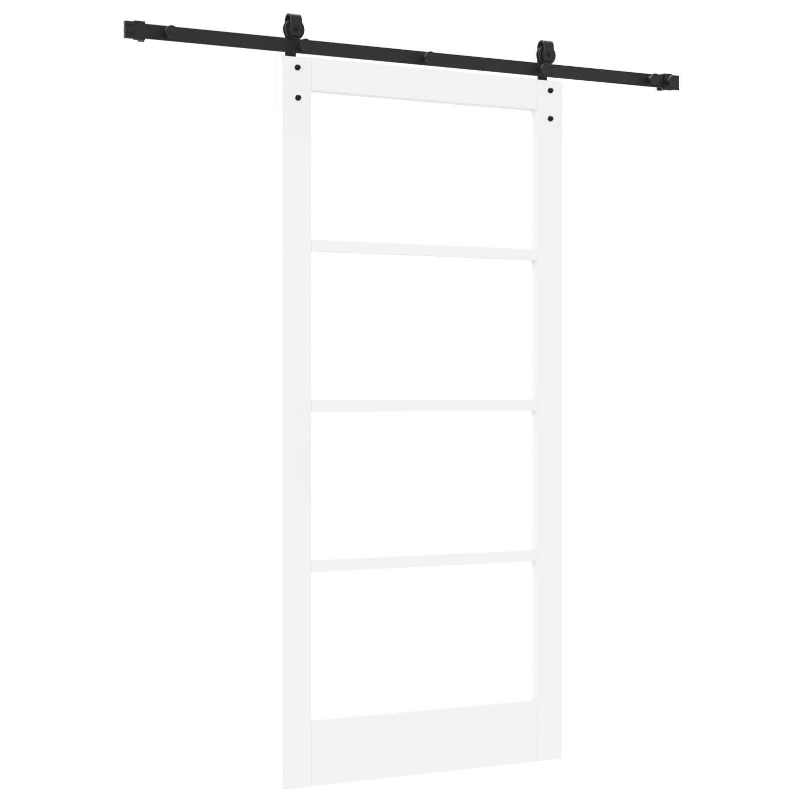 Sliding Door with Hardware Set White 93x202 cm Solid Wood Pine - Image 6