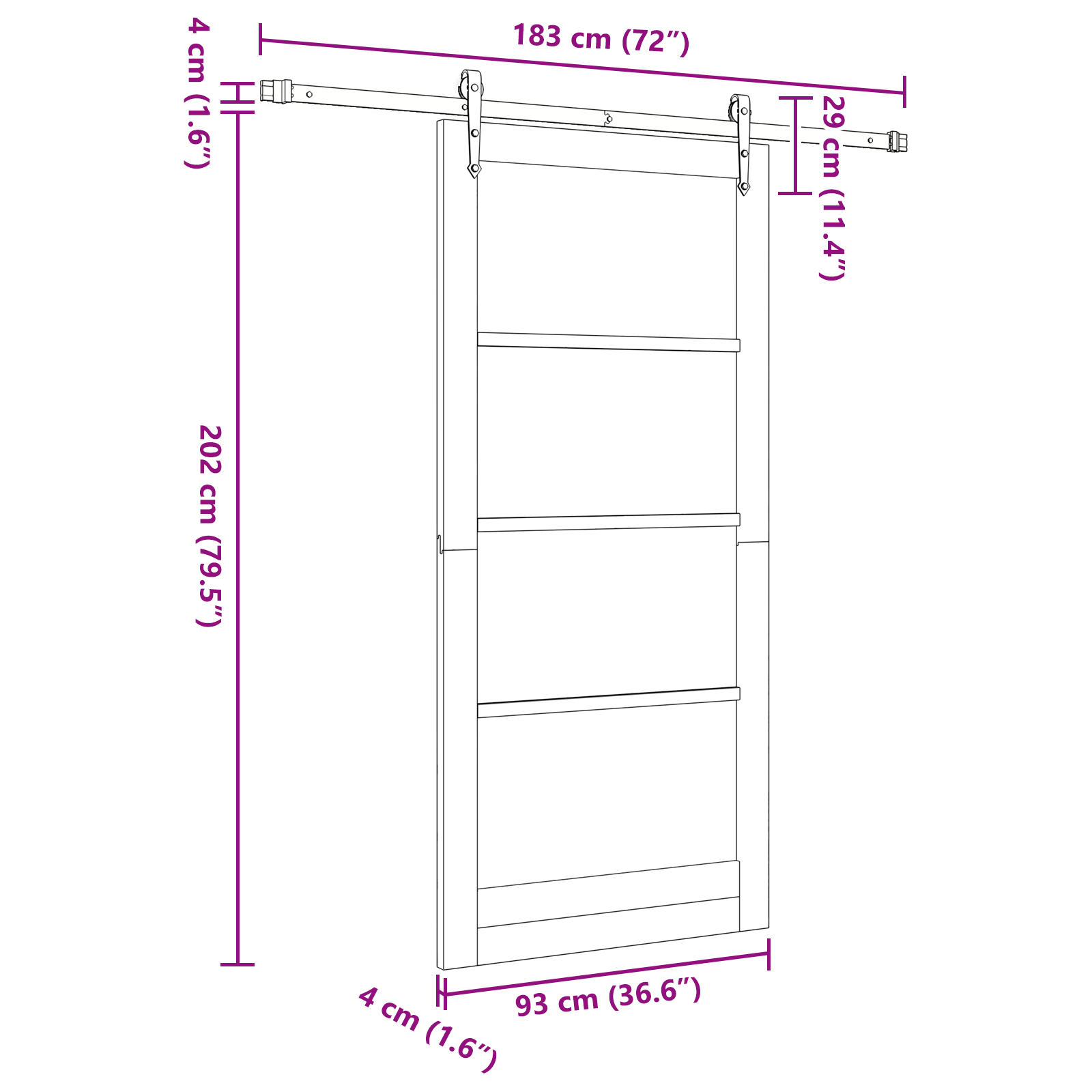 Sliding Door with Hardware Set White 93x202 cm Solid Wood Pine - Image 11