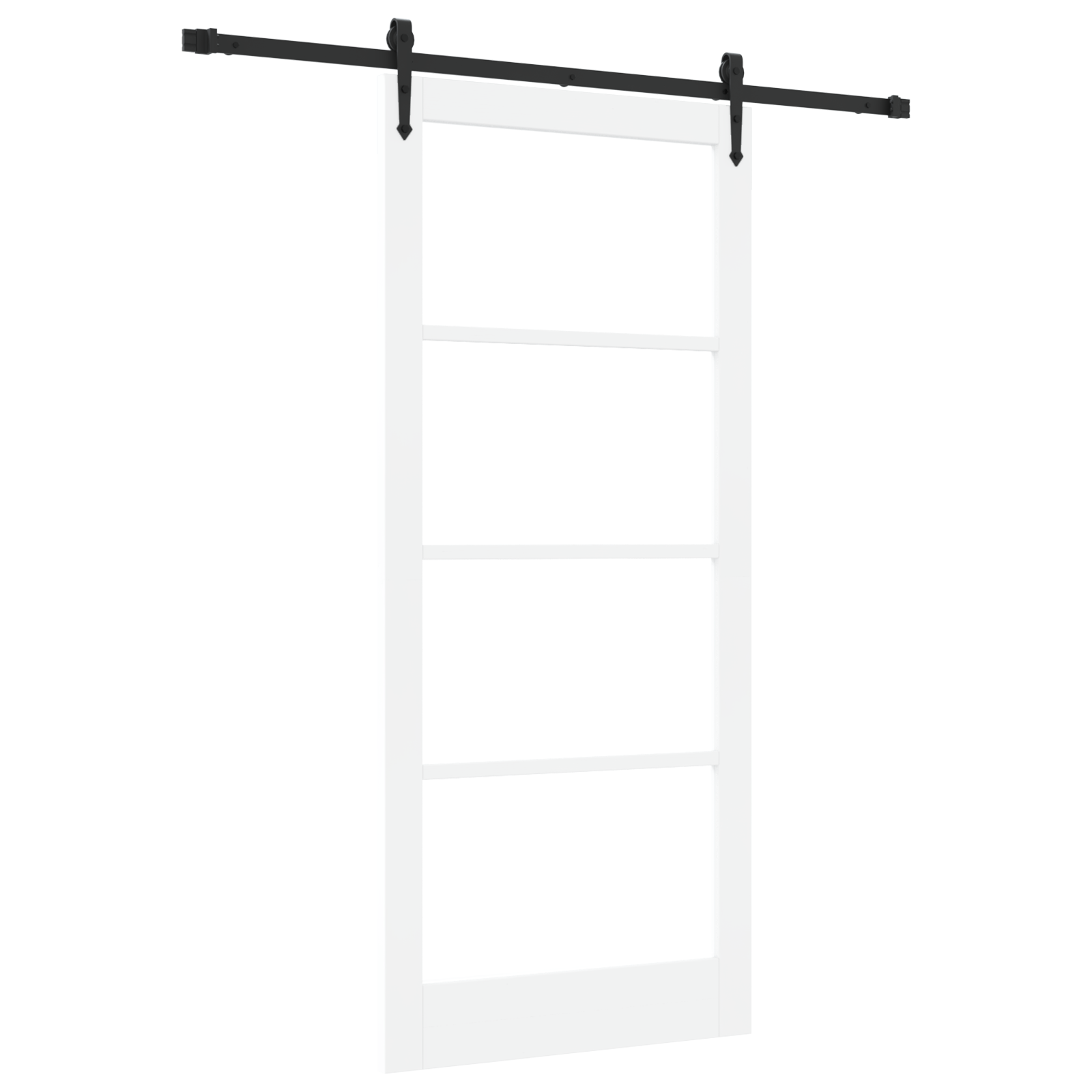 Sliding Door with Hardware Set White 93x211 cm Solid Wood Pine - Image 2