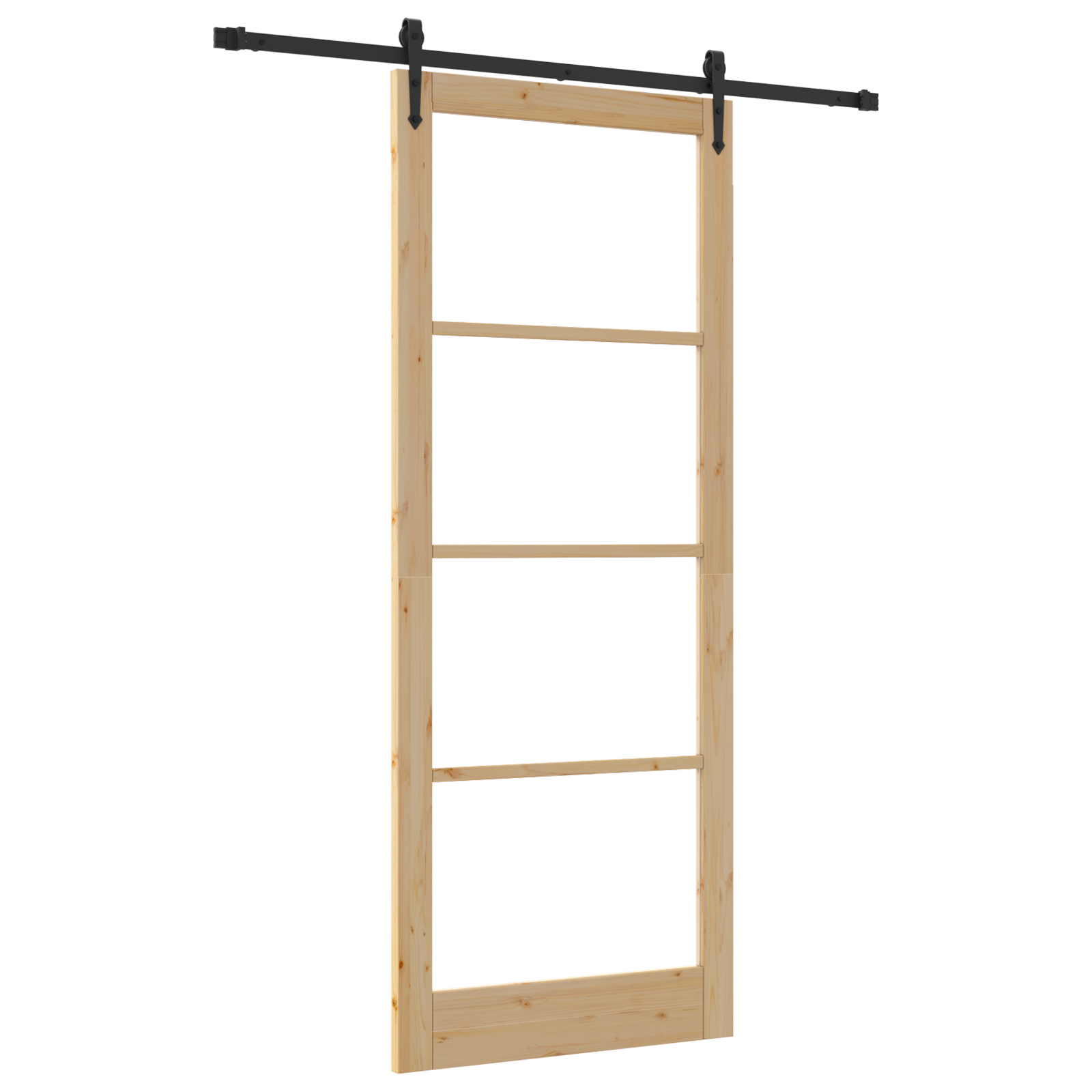 Sliding Door with Hardware Set 93x232 cm Solid Wood Pine - Image 2