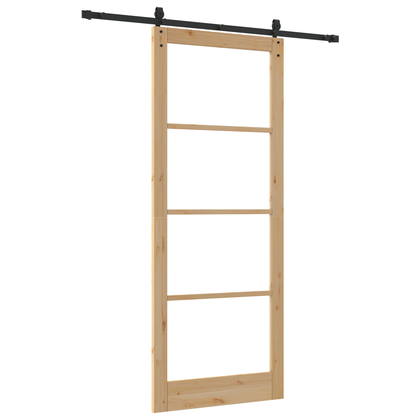 Sliding Door with Hardware Set 93x232 cm Solid Wood Pine - Image 6