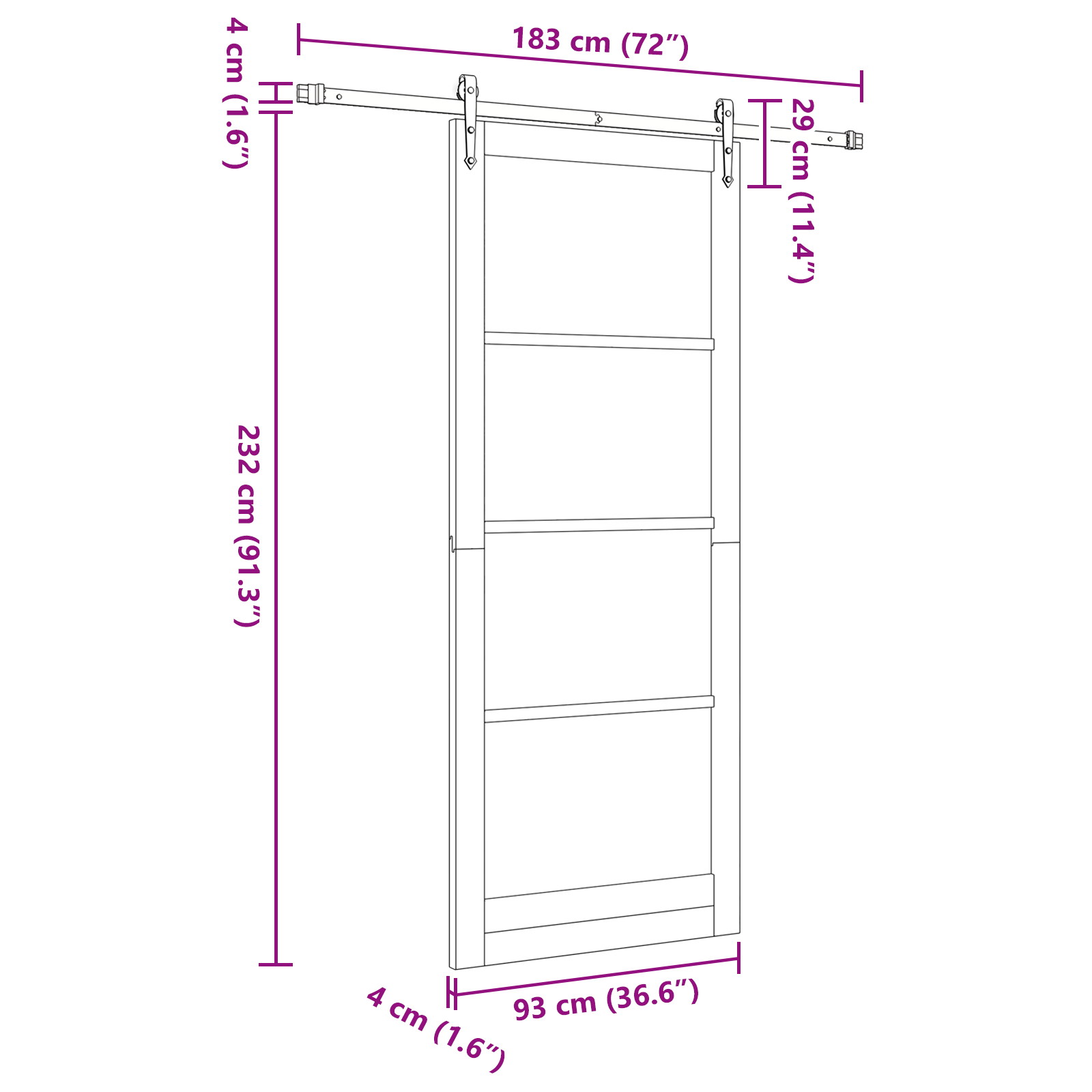 Sliding Door with Hardware Set 93x232 cm Solid Wood Pine - Image 11