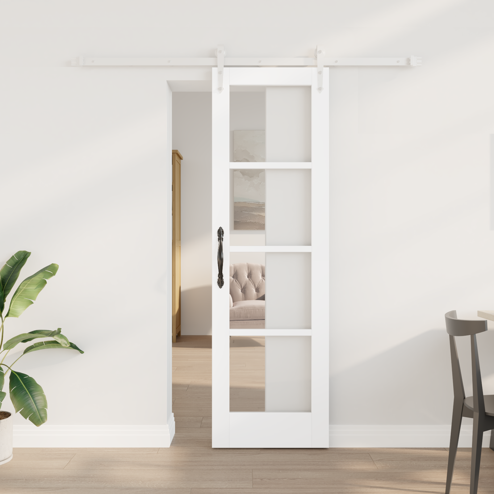 Sliding Door with Hardware Set White 61x198.5 cm Solid Wood Pine