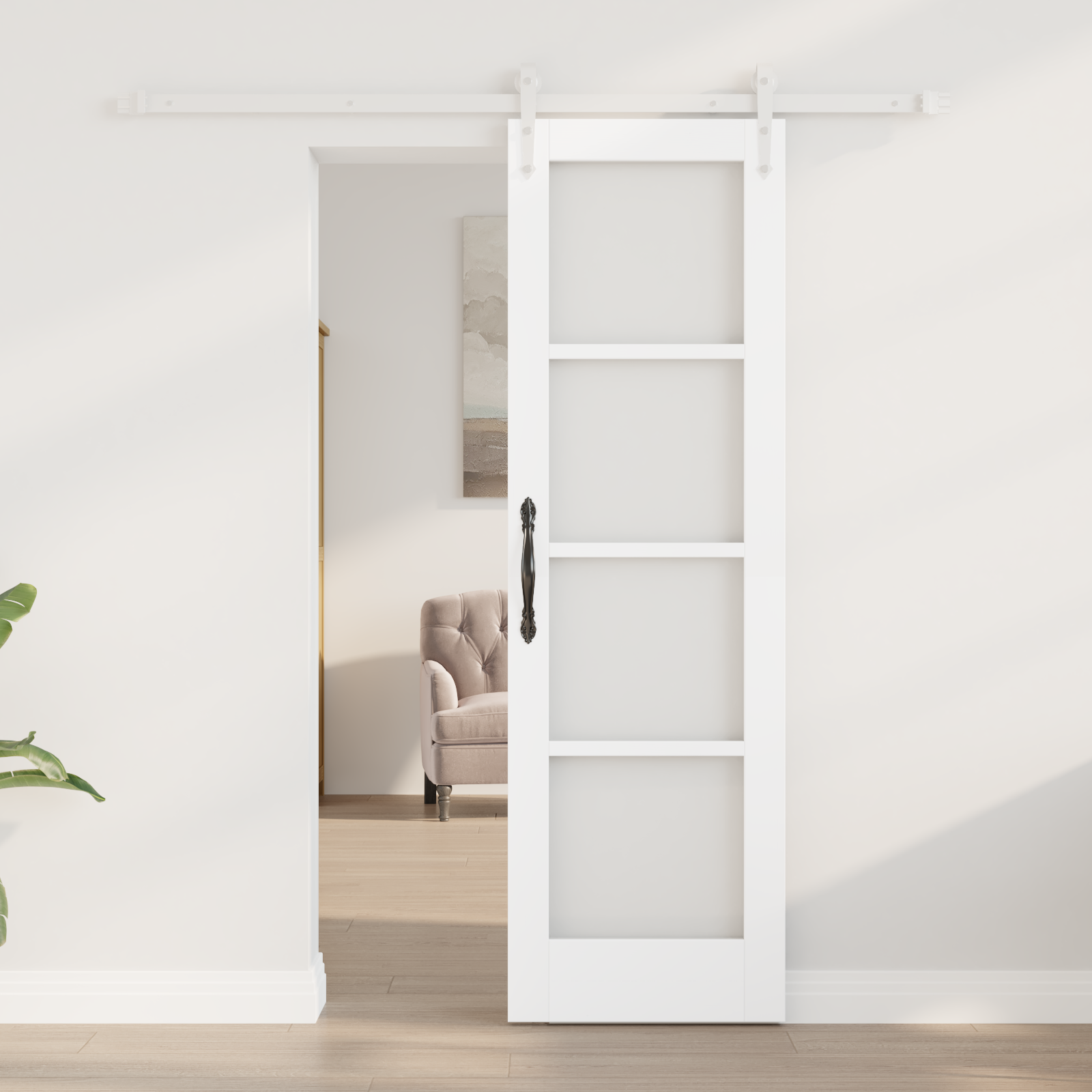 Sliding Door with Hardware Set White 61x198.5 cm Solid Wood Pine - Image 3
