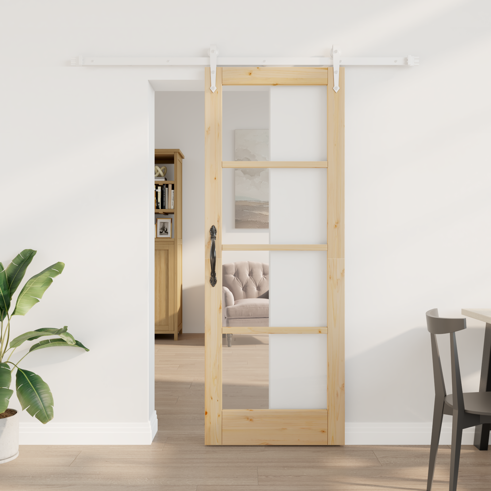 Sliding Door with Hardware Set 73.5x198.5 cm Solid Wood Pine
