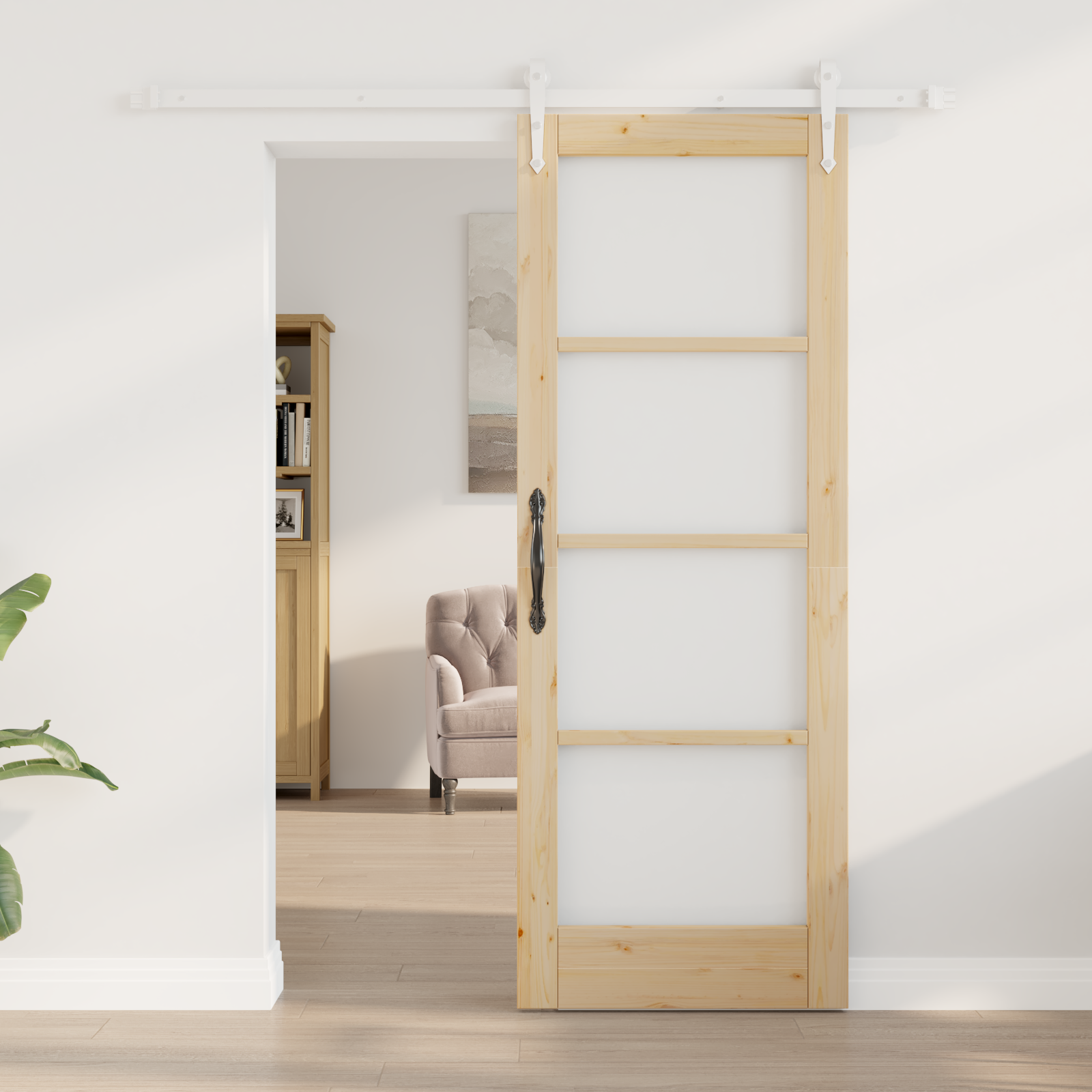 Sliding Door with Hardware Set 73.5x198.5 cm Solid Wood Pine - Image 3