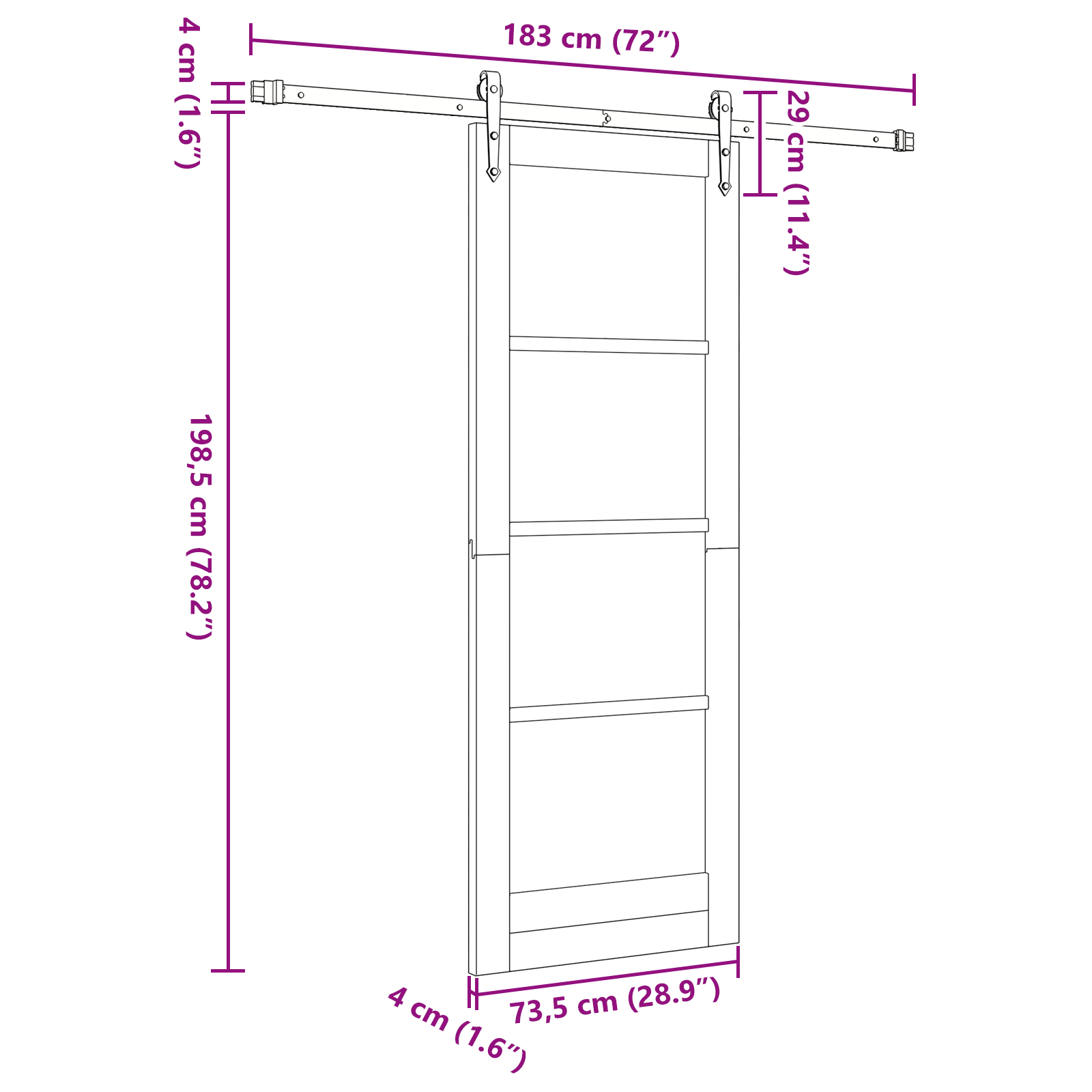 Sliding Door with Hardware Set 73.5x198.5 cm Solid Wood Pine - Image 11