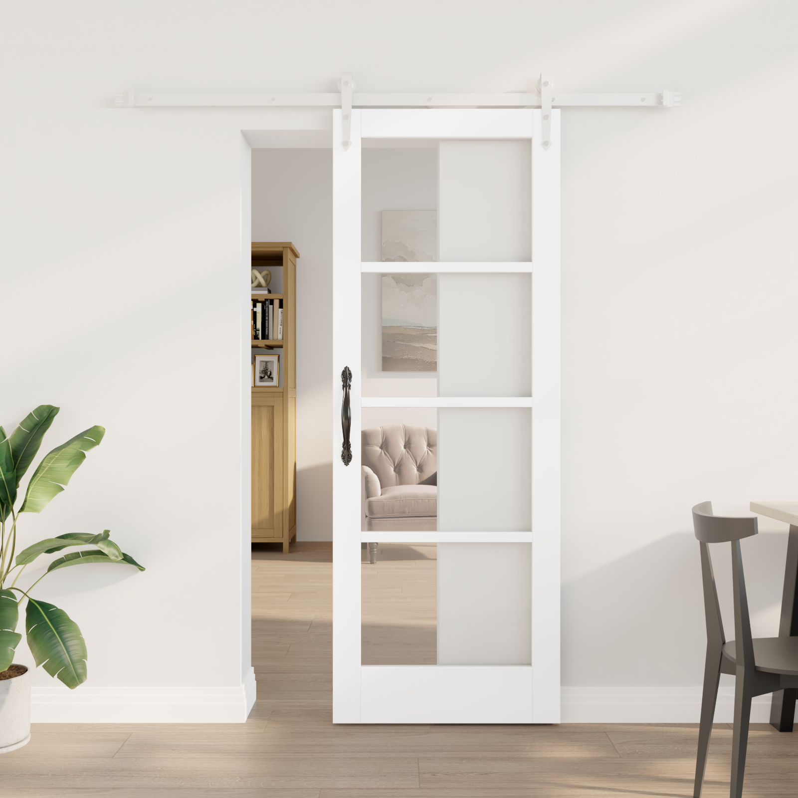 Sliding Door with Hardware Set White 73.5x198.5 cm Solid Wood Pine