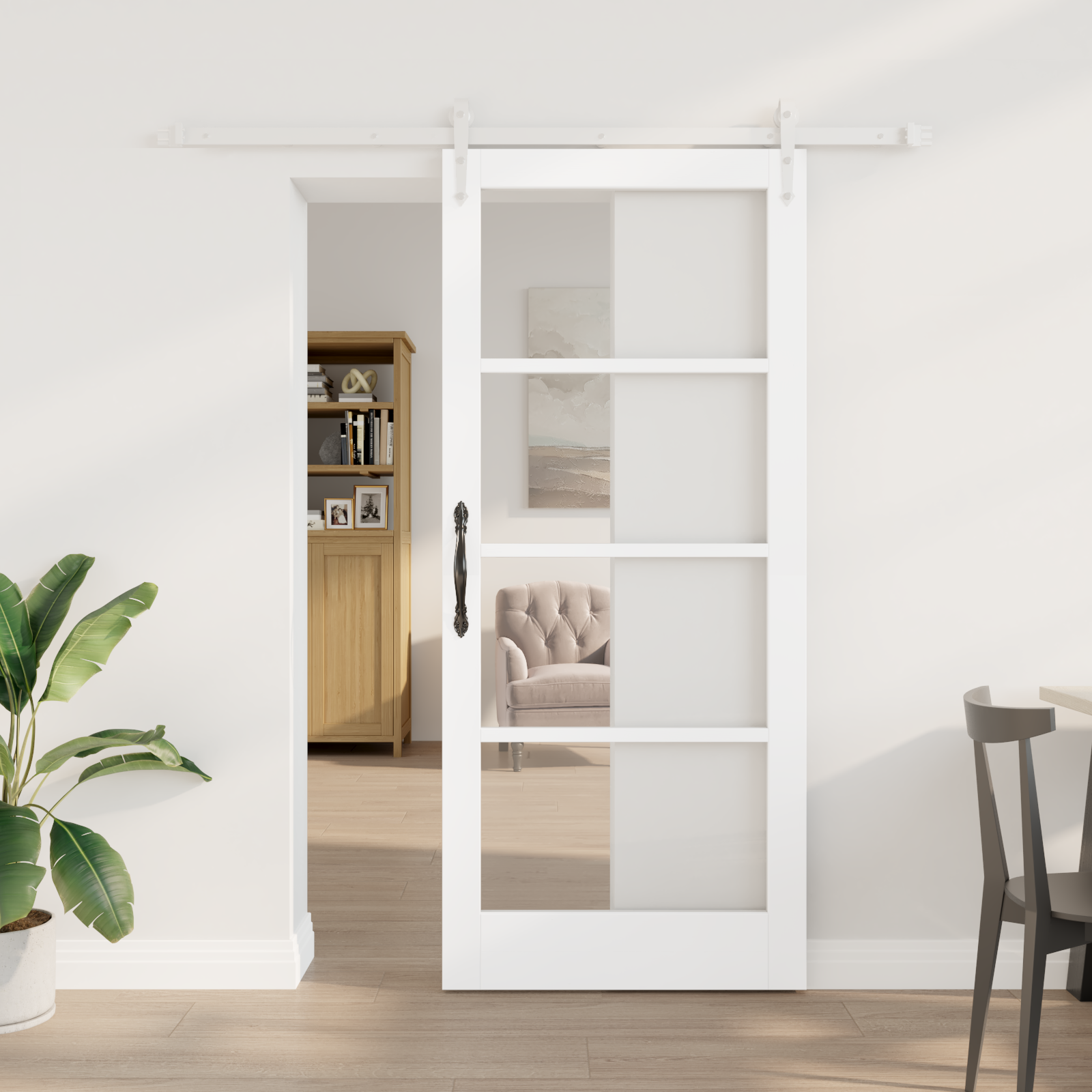 Sliding Door with Hardware Set White 78x202 cm Solid Wood Pine