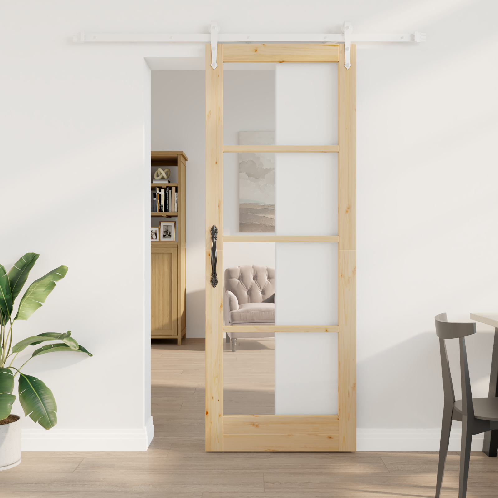 Sliding Door with Hardware Set 78x211 cm Solid Wood Pine