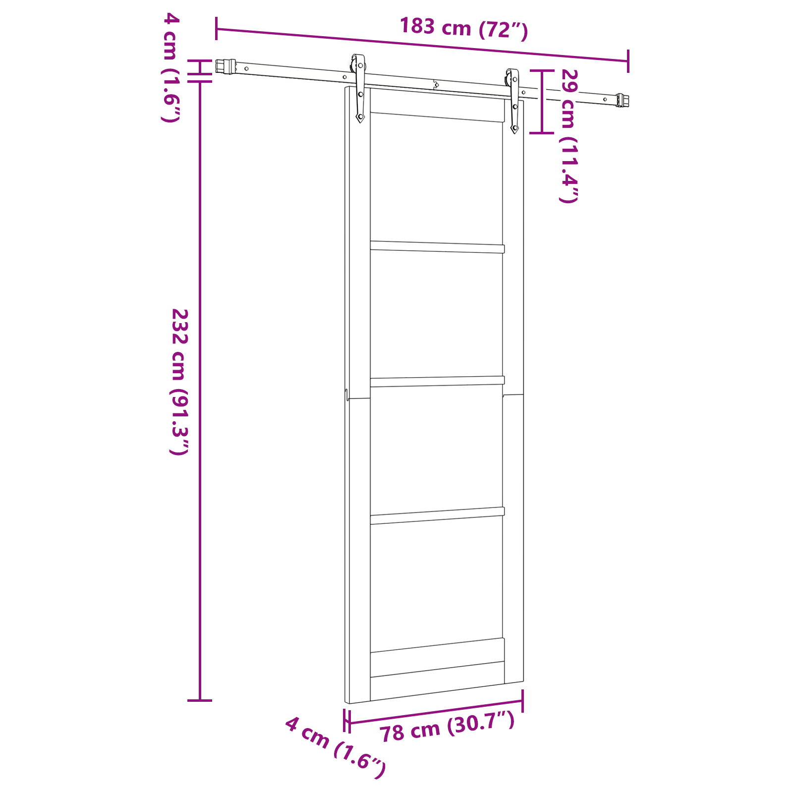 Sliding Door with Hardware Set 78x232 cm Solid Wood Pine - Image 11
