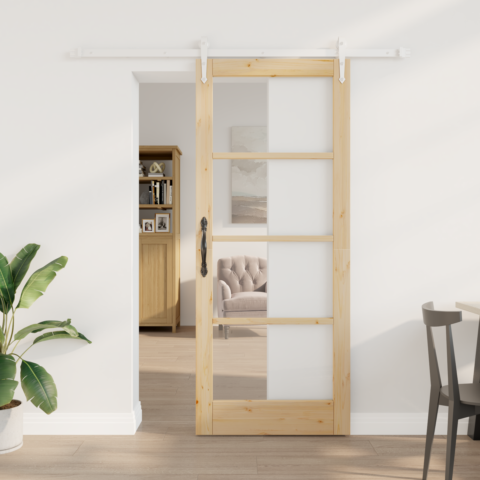 Sliding Door with Hardware Set 83x202 cm Solid Wood Pine