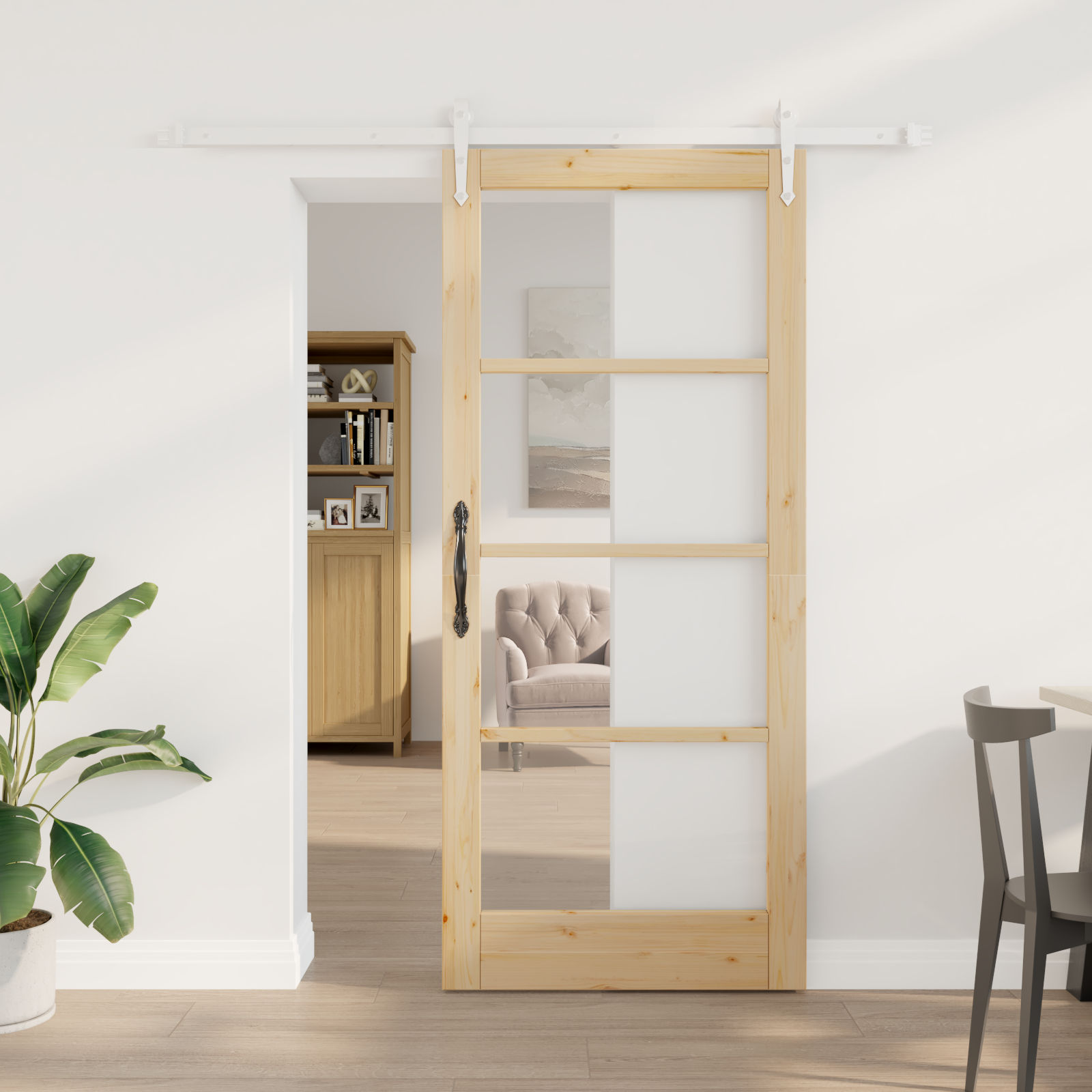 Sliding Door with Hardware Set 86x198.5 cm Solid Wood Pine