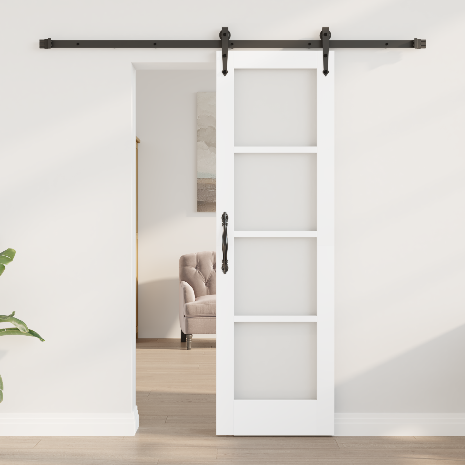 Sliding Door with Hardware Set White 61x198.5 cm Solid Wood Pine - Image 3