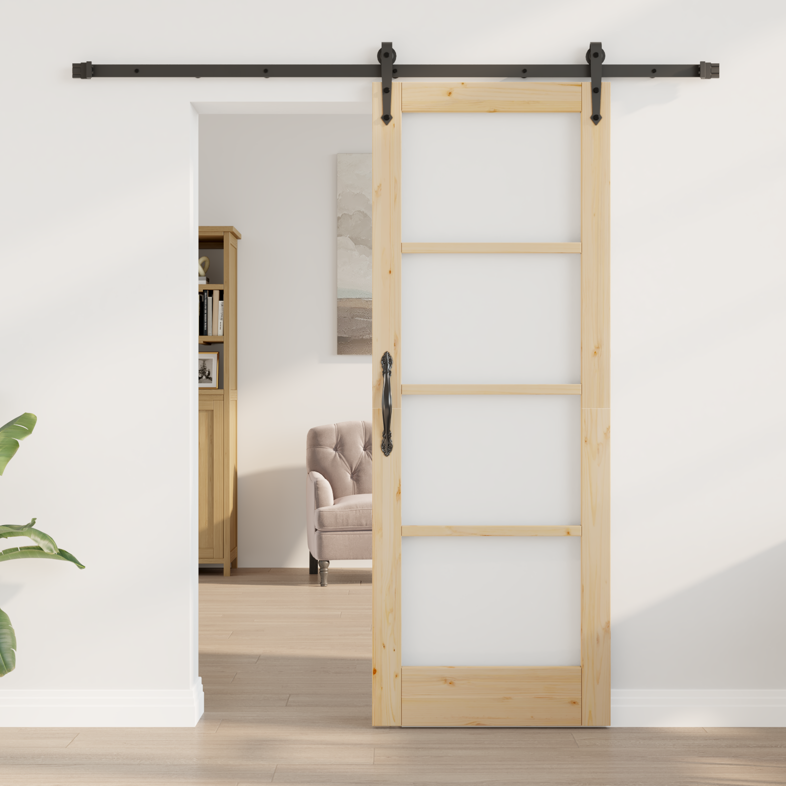 Sliding Door with Hardware Set 73.5x198.5 cm Solid Wood Pine - Image 3