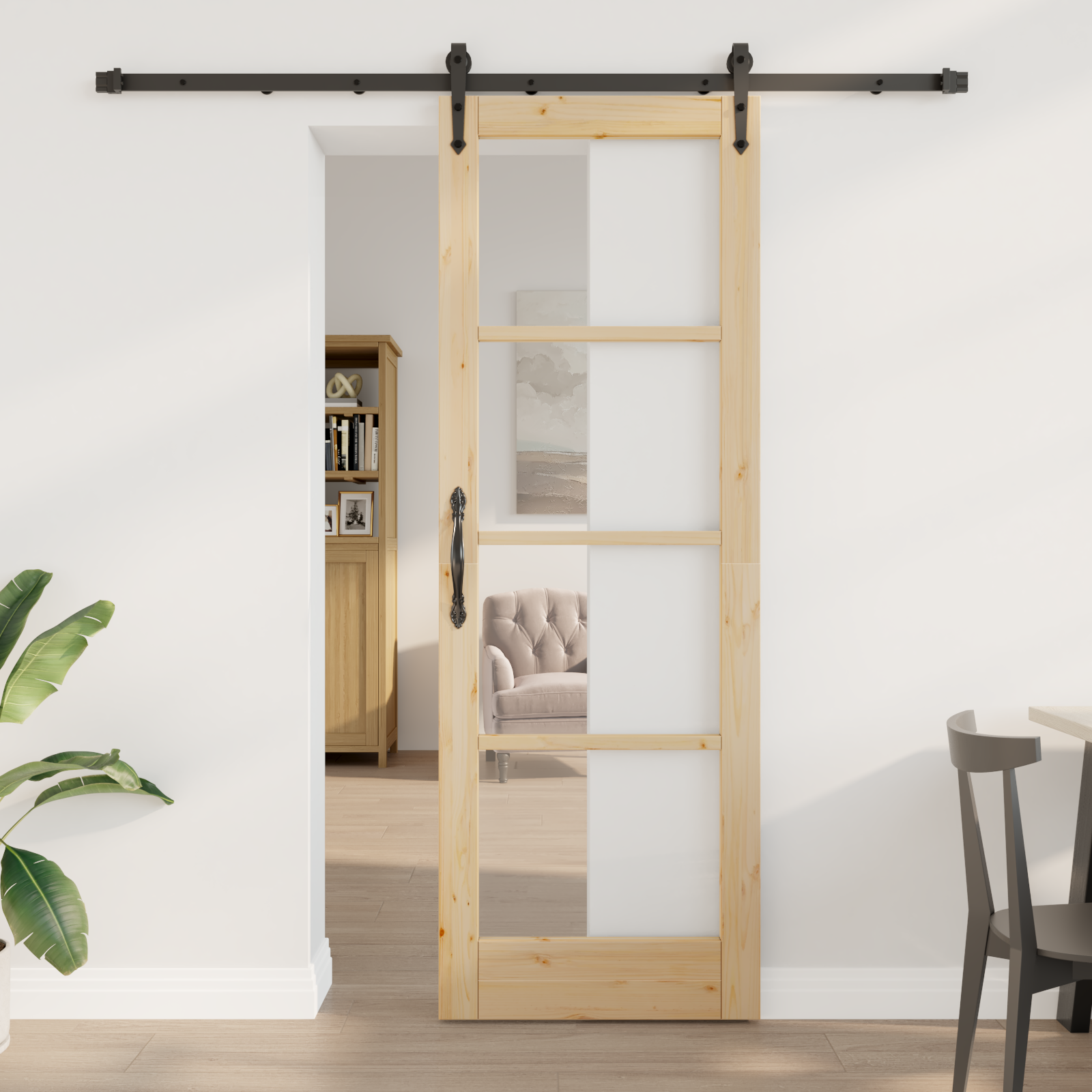 Sliding Door with Hardware Set 73.5x211 cm Solid Wood Pine