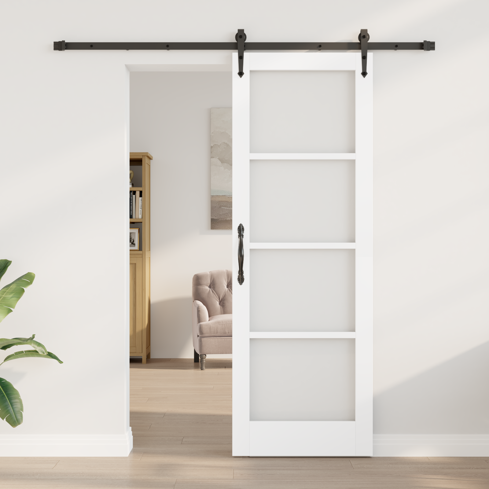 Sliding Door with Hardware Set White 73.5x211 cm Solid Wood Pine - Image 3