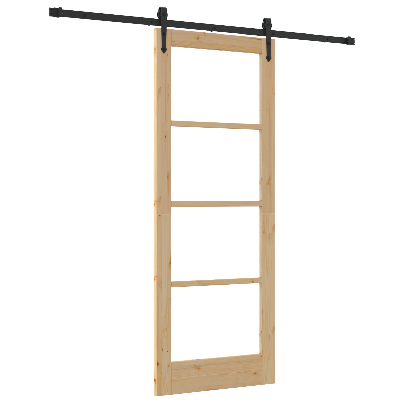 Sliding Door with Hardware Set 78x202 cm Solid Wood Pine - Image 2