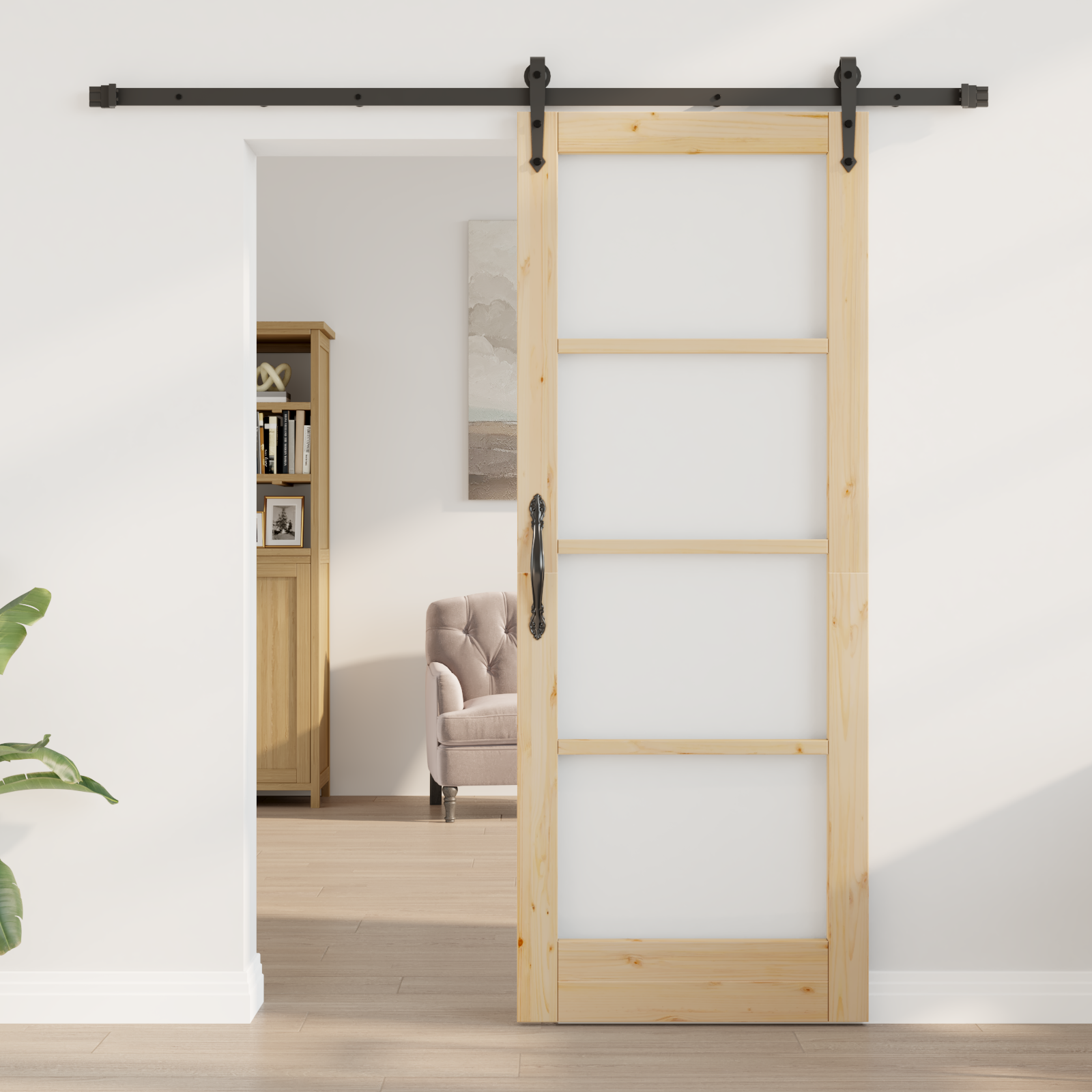 Sliding Door with Hardware Set 78x202 cm Solid Wood Pine - Image 3
