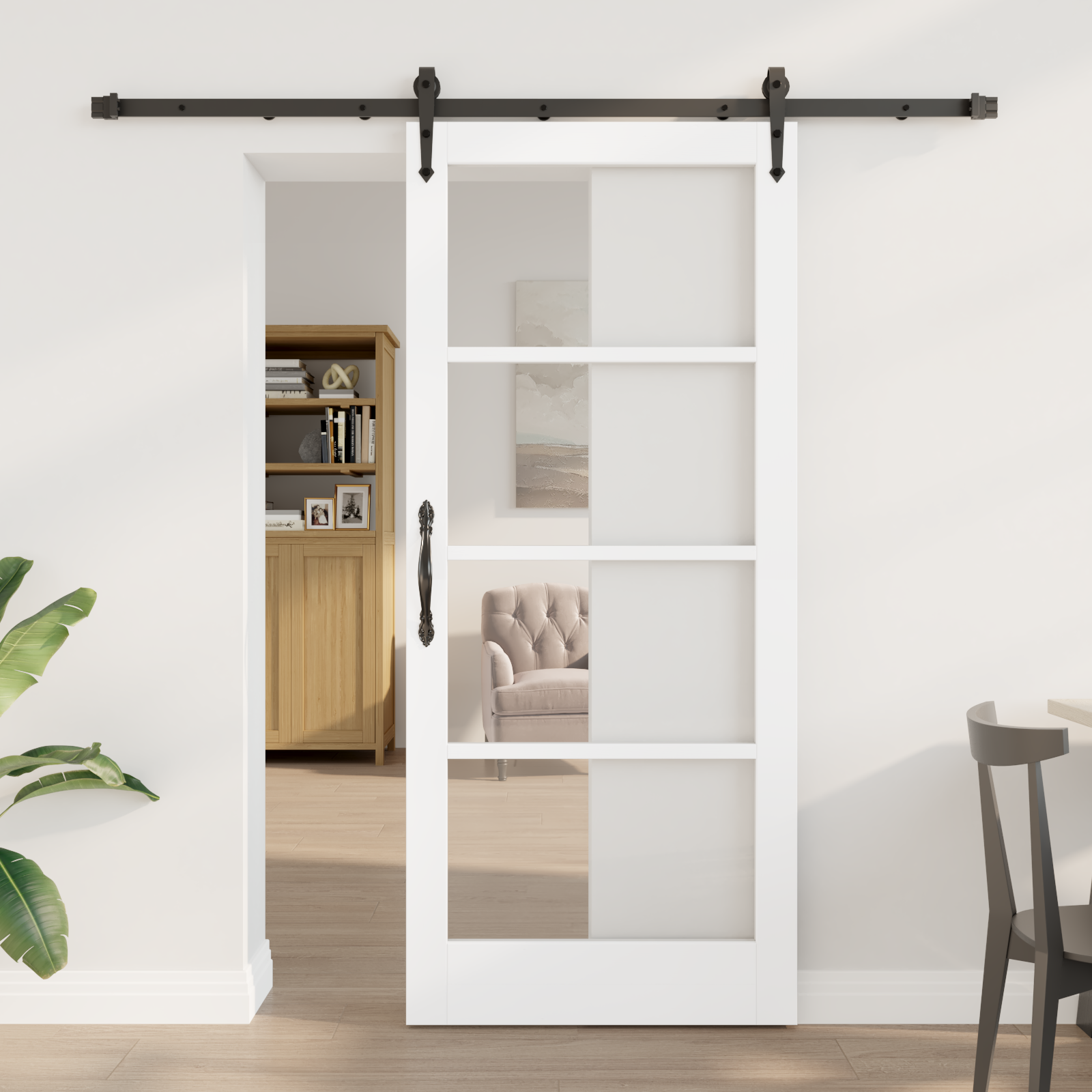 Sliding Door with Hardware Set White 78x202 cm Solid Wood Pine