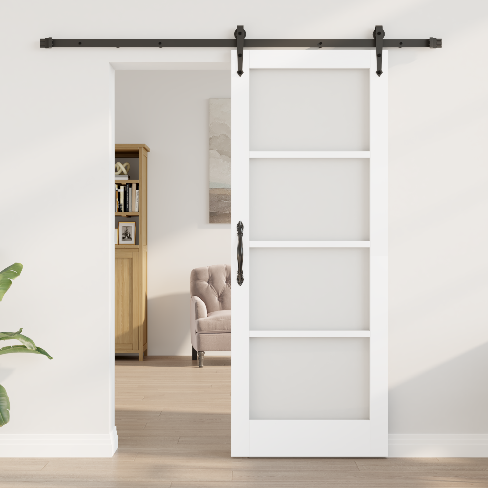 Sliding Door with Hardware Set White 78x202 cm Solid Wood Pine - Image 3