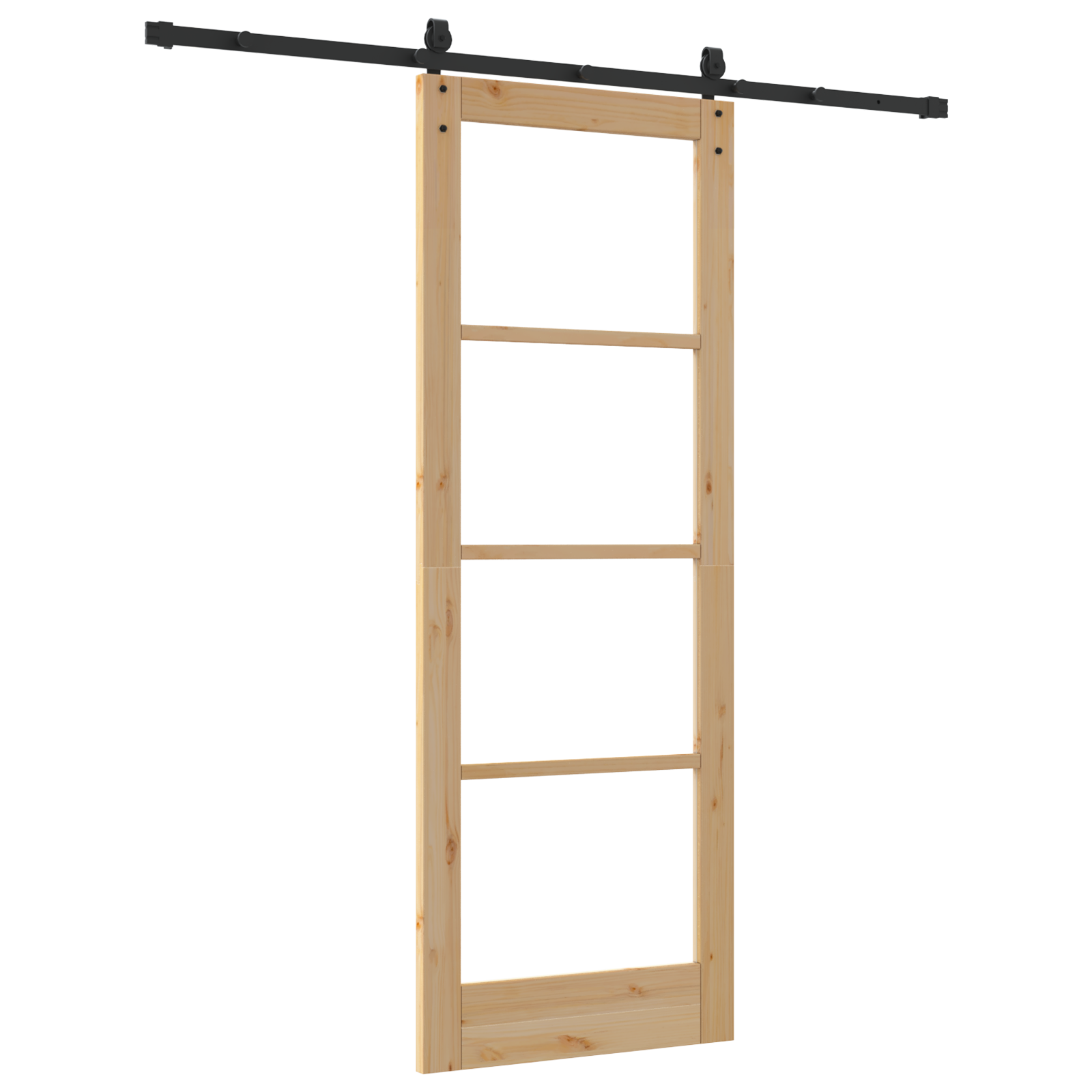 Sliding Door with Hardware Set 78x211 cm Solid Wood Pine - Image 6