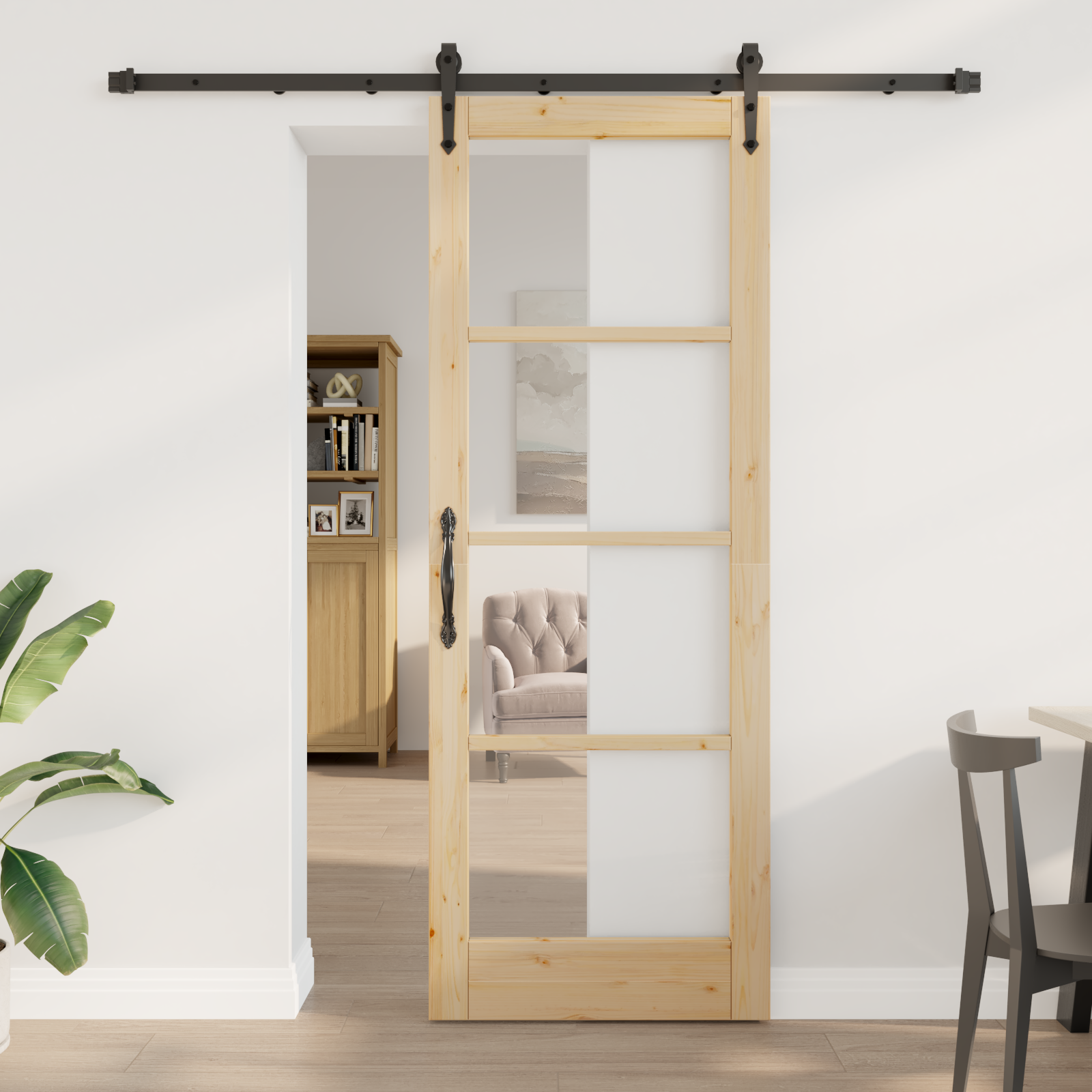 Sliding Door with Hardware Set 78x211 cm Solid Wood Pine