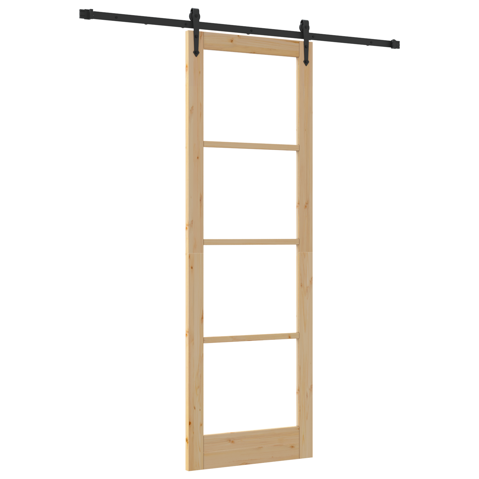Sliding Door with Hardware Set 78x232 cm Solid Wood Pine - Image 2