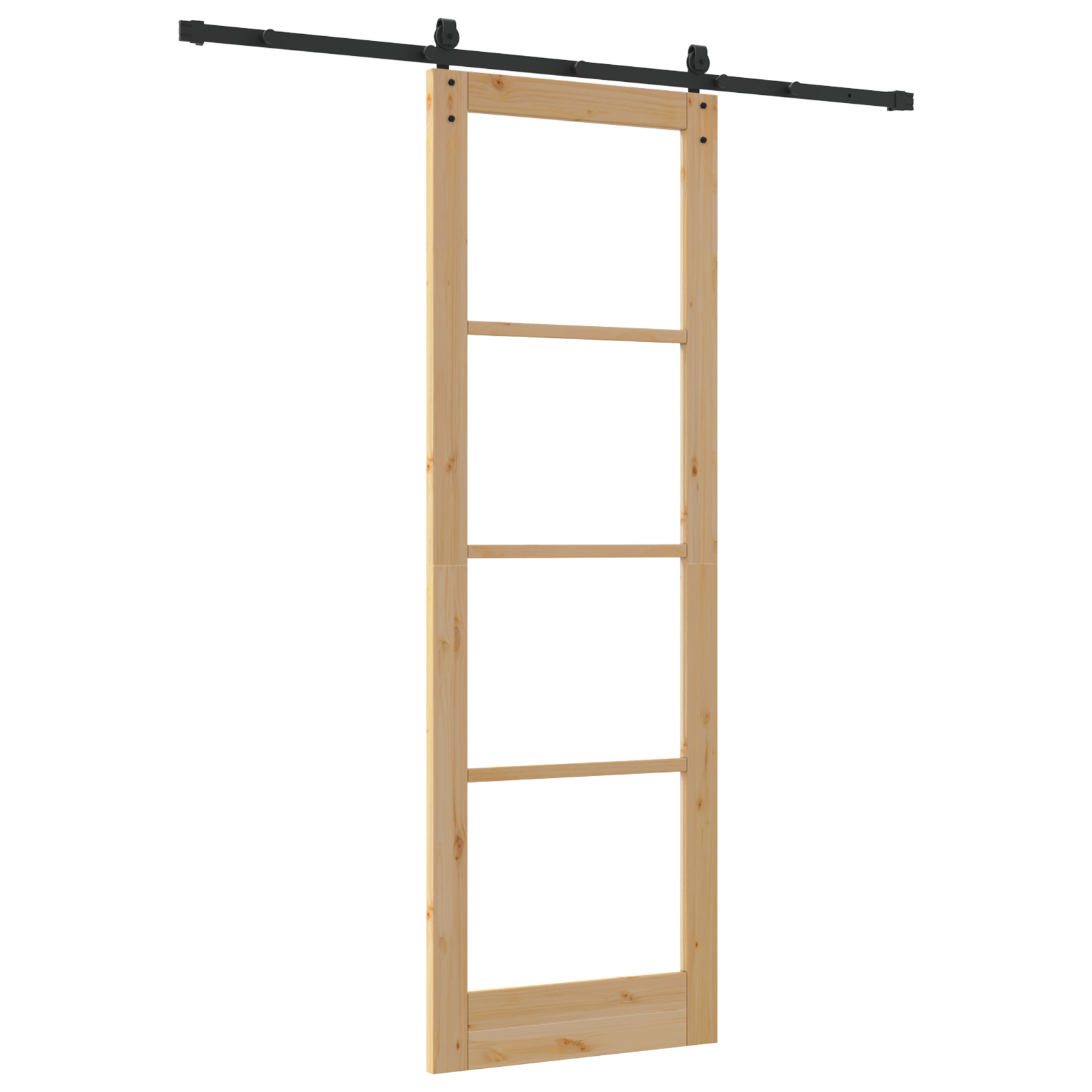 Sliding Door with Hardware Set 78x232 cm Solid Wood Pine - Image 6