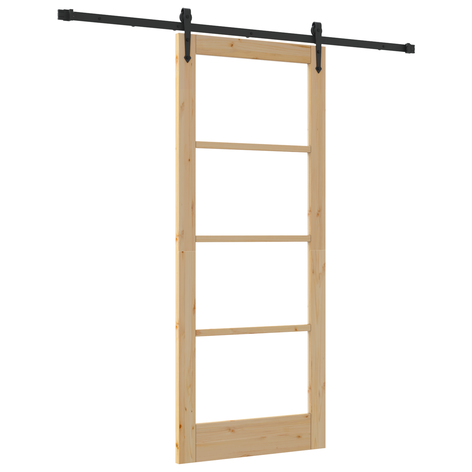 Sliding Door with Hardware Set 83x202 cm Solid Wood Pine - Image 2