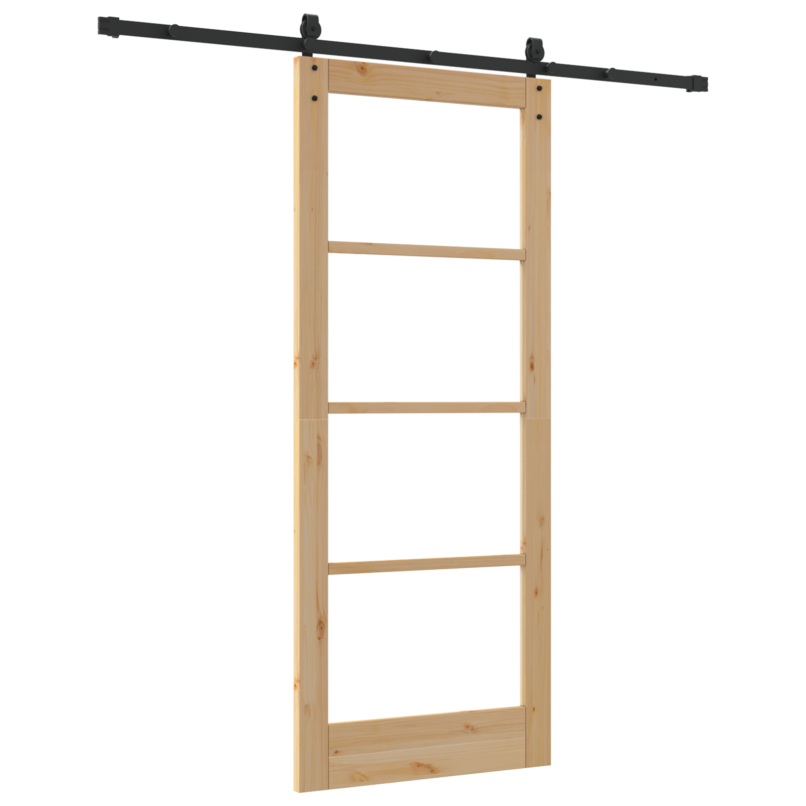 Sliding Door with Hardware Set 83x202 cm Solid Wood Pine - Image 6