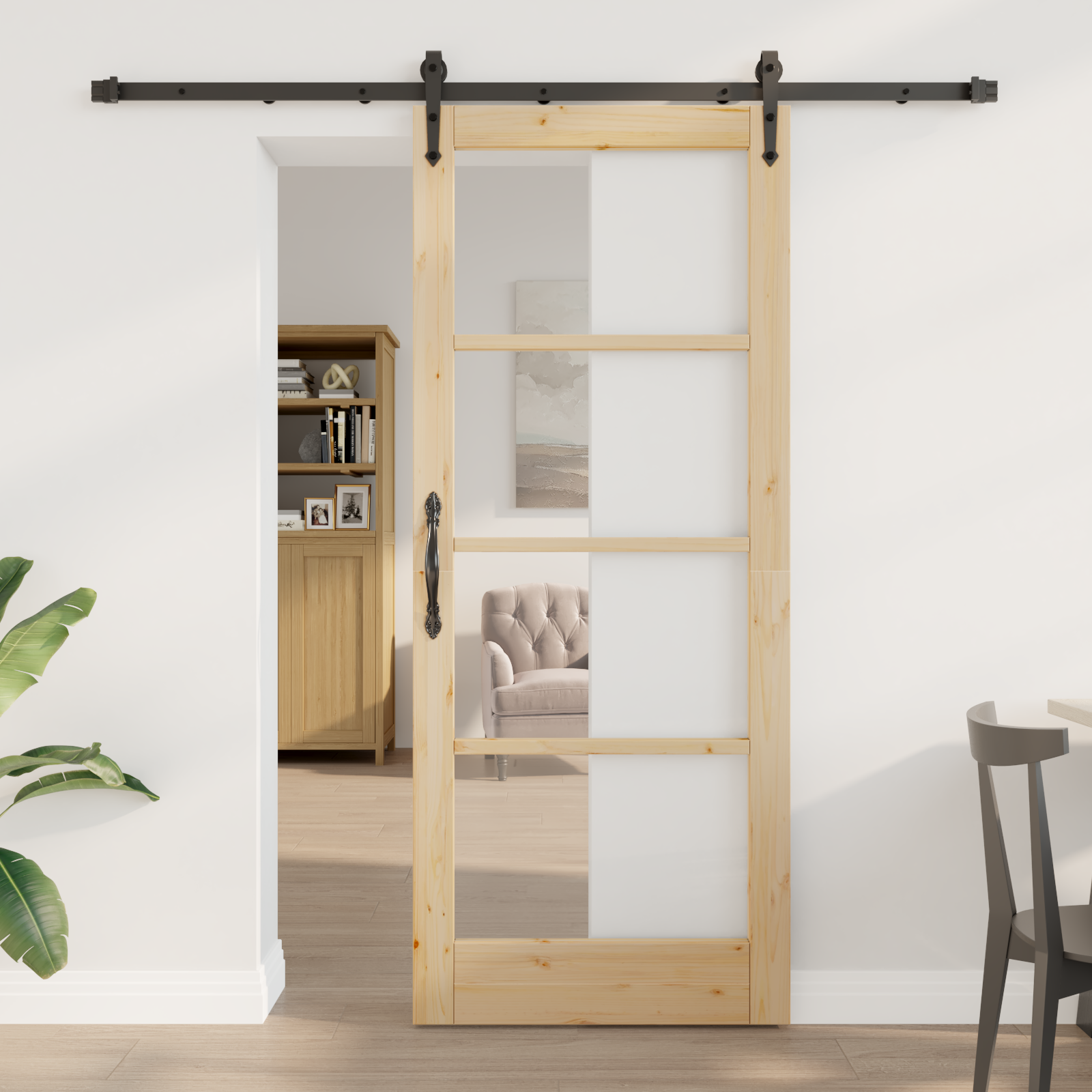 Sliding Door with Hardware Set 83x202 cm Solid Wood Pine