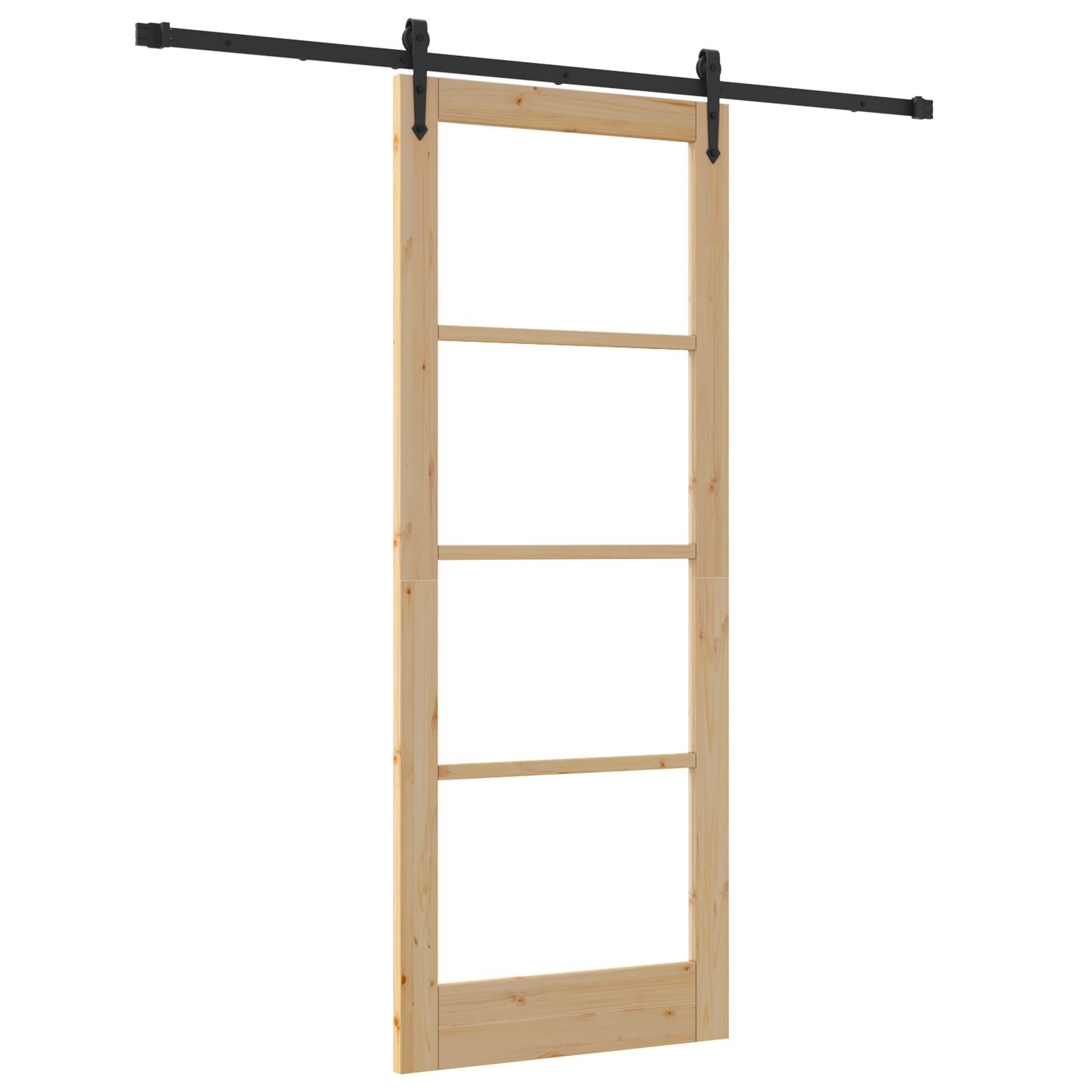 Sliding Door with Hardware Set 83x211 cm Solid Wood Pine - Image 2