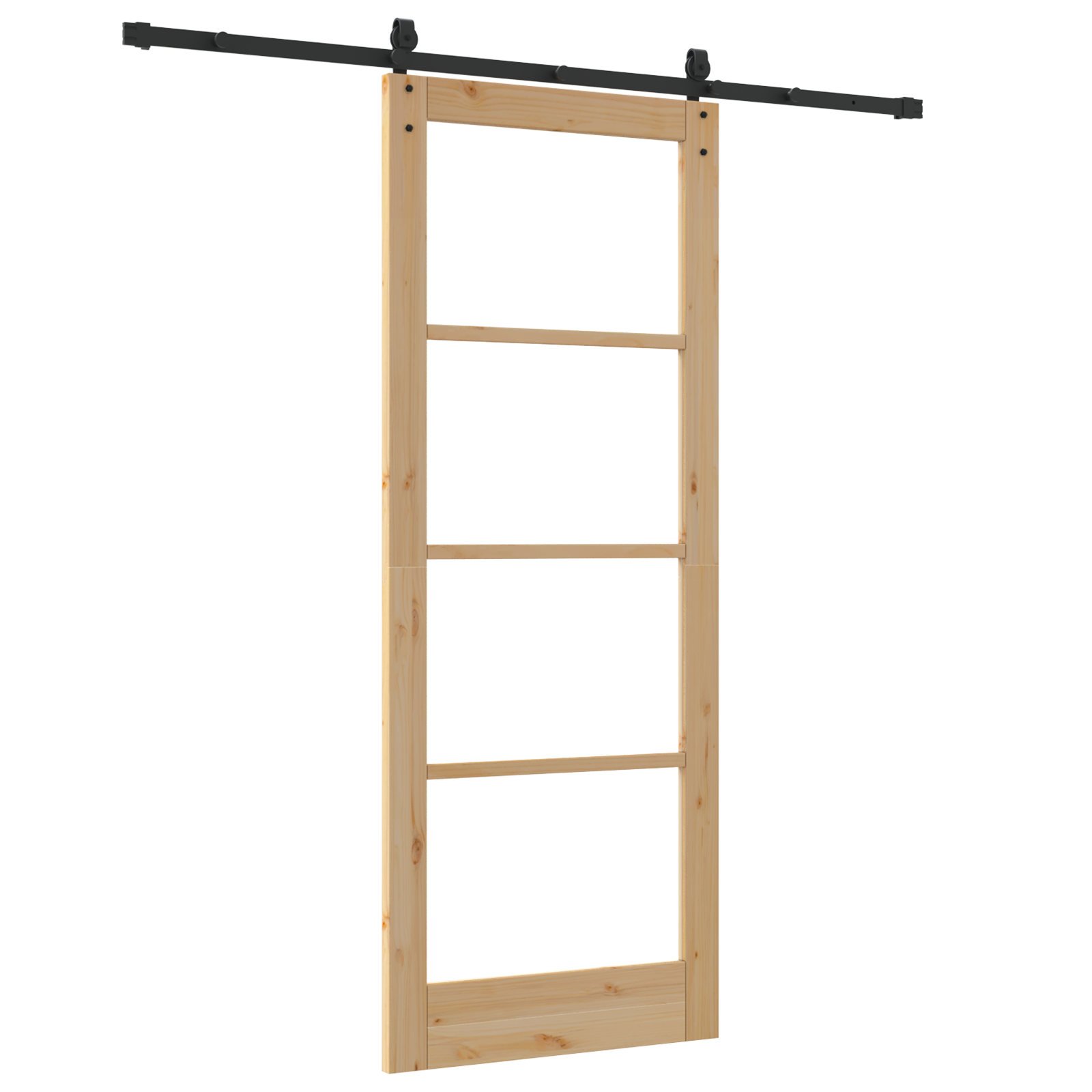 Sliding Door with Hardware Set 83x211 cm Solid Wood Pine - Image 6