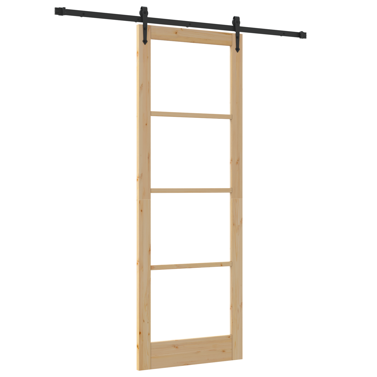 Sliding Door with Hardware Set 83x232 cm Solid Wood Pine - Image 2