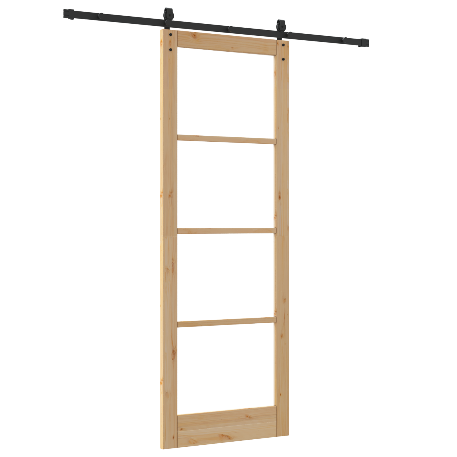 Sliding Door with Hardware Set 83x232 cm Solid Wood Pine - Image 6