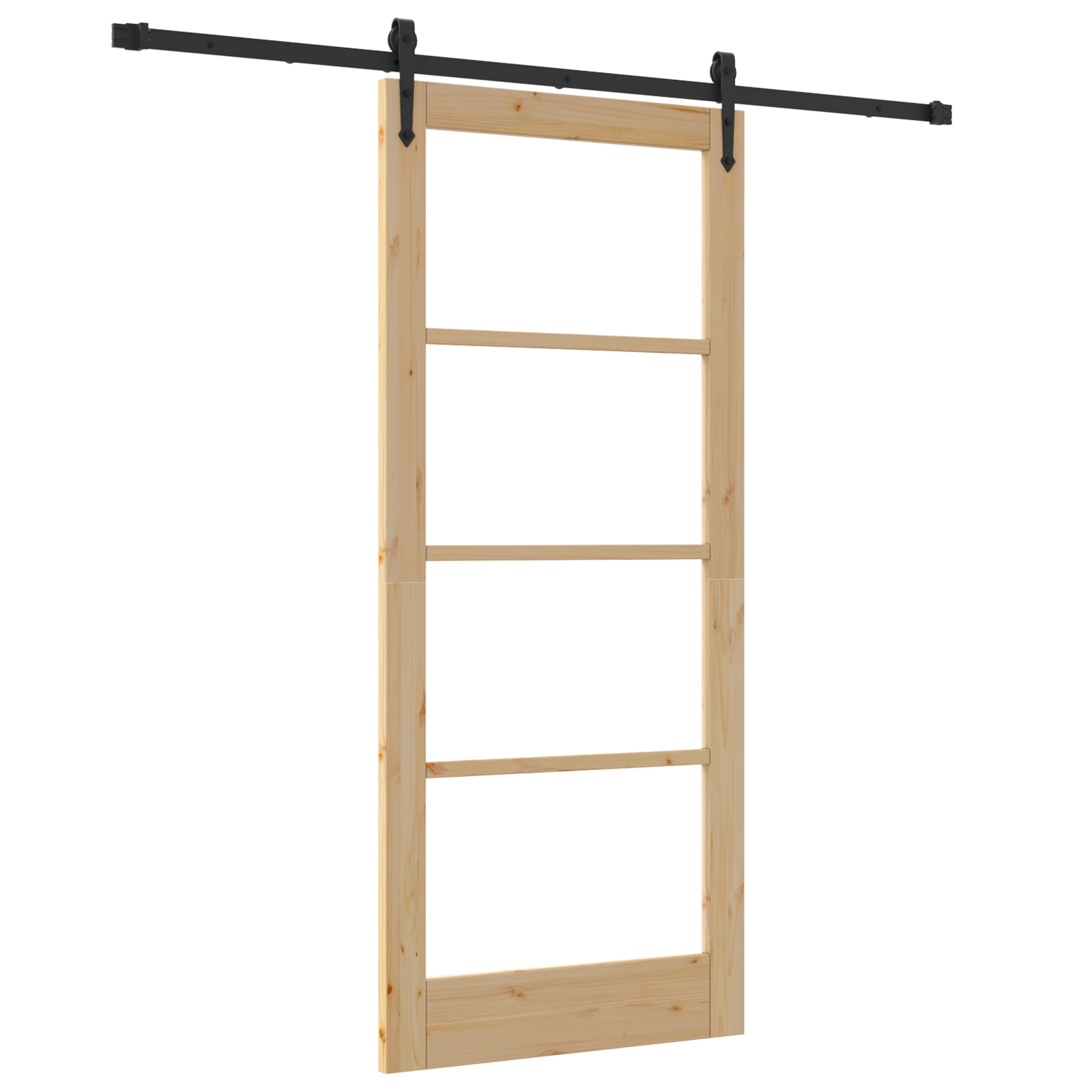 Sliding Door with Hardware Set 86x198.5 cm Solid Wood Pine - Image 2