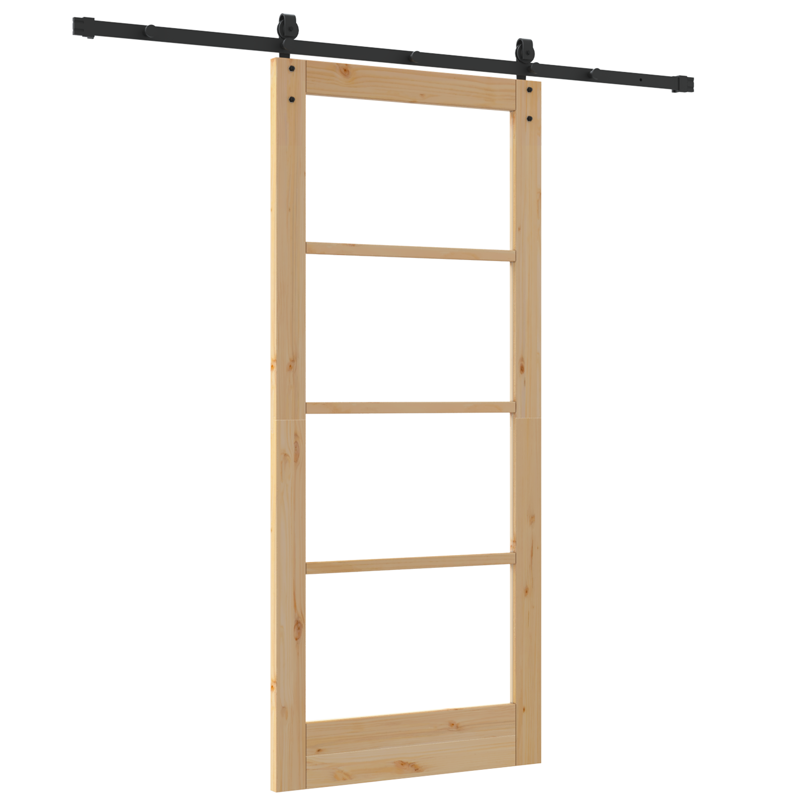 Sliding Door with Hardware Set 86x198.5 cm Solid Wood Pine - Image 6