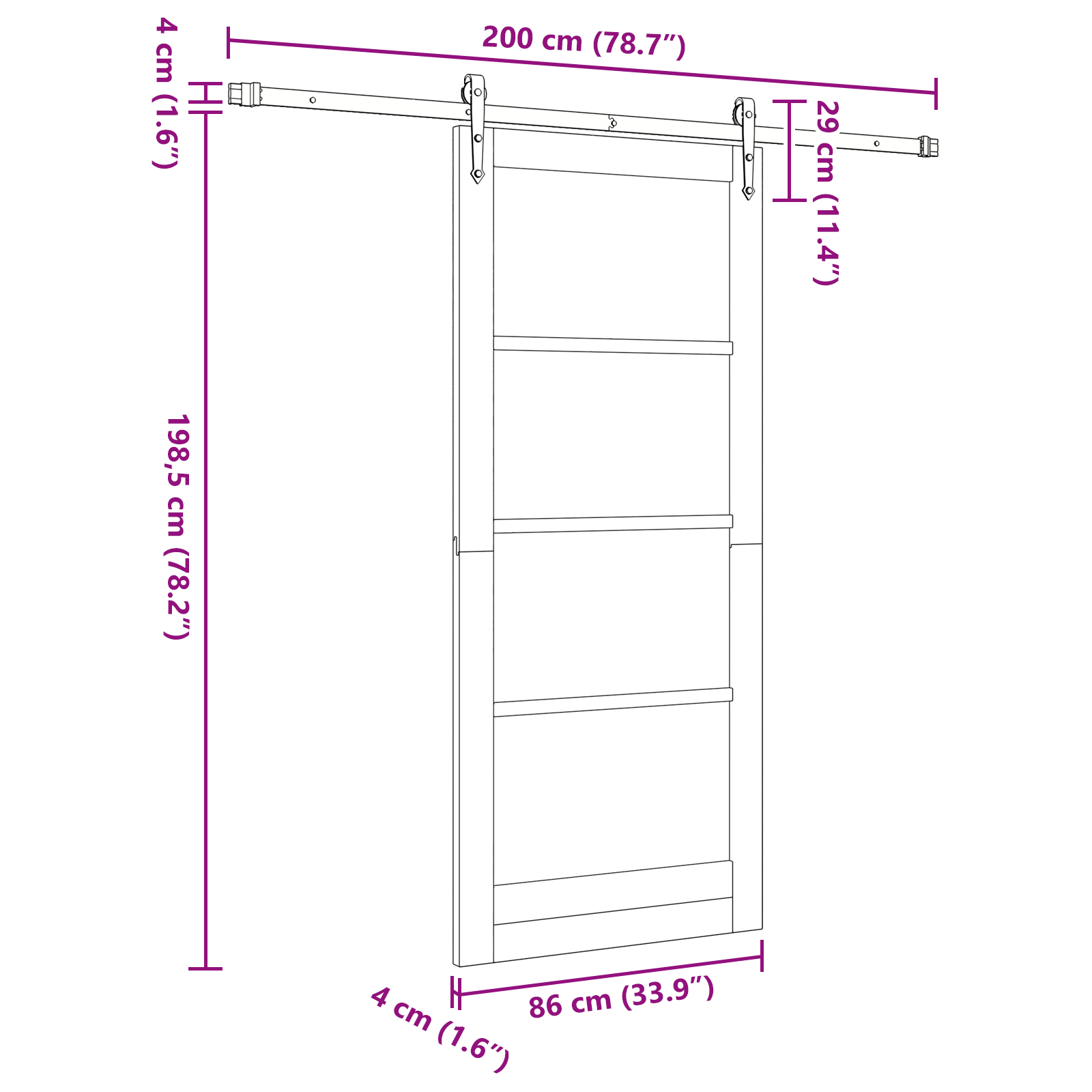 Sliding Door with Hardware Set 86x198.5 cm Solid Wood Pine - Image 11