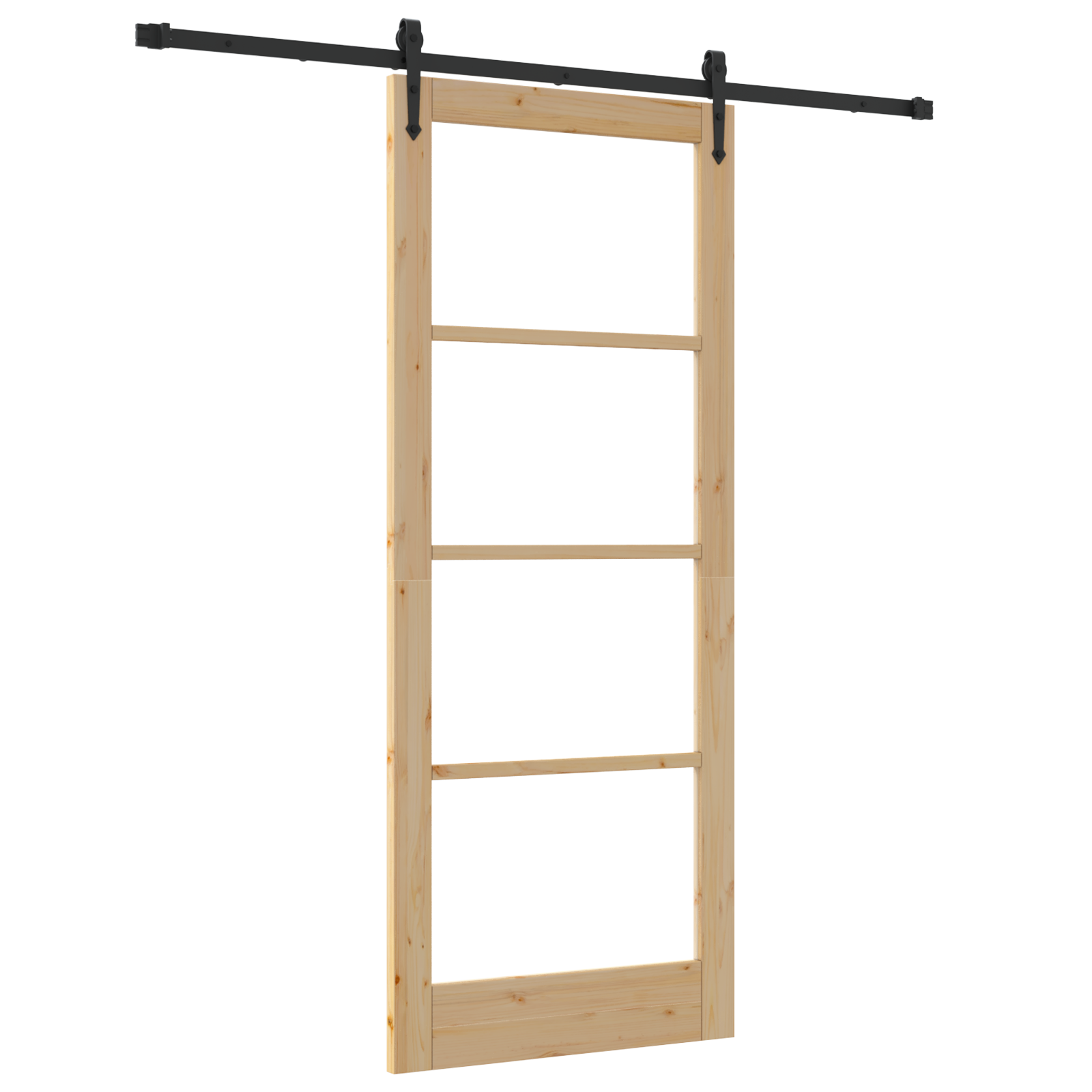 Sliding Door with Hardware Set 86x211 cm Solid Wood Pine - Image 2