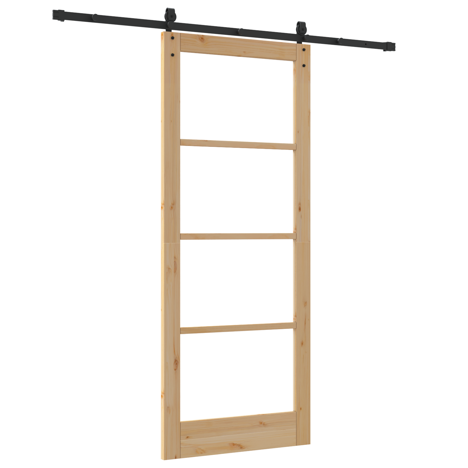 Sliding Door with Hardware Set 86x211 cm Solid Wood Pine - Image 6