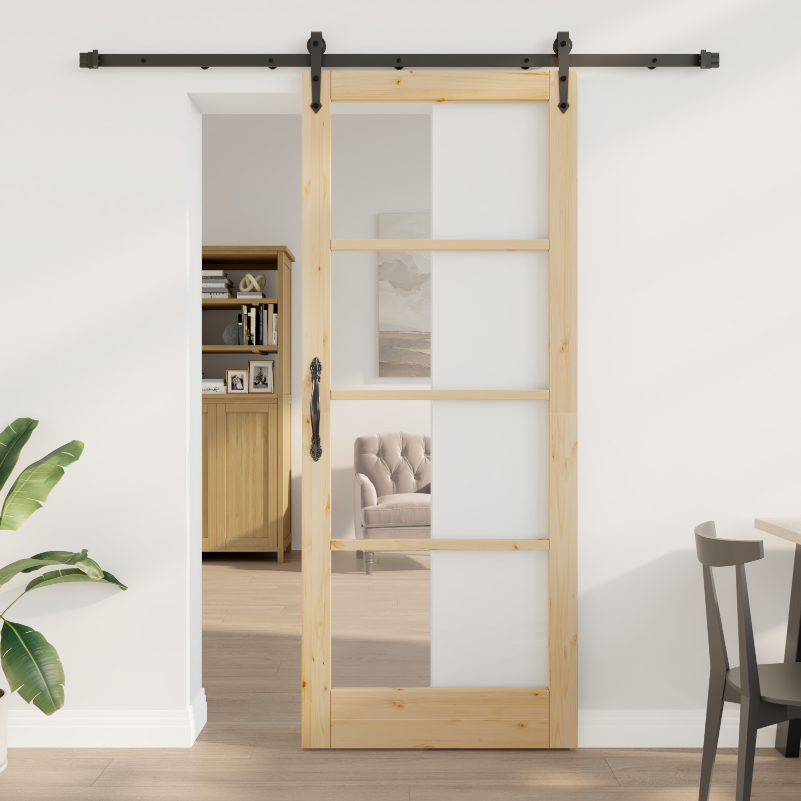 Sliding Door with Hardware Set 86x211 cm Solid Wood Pine