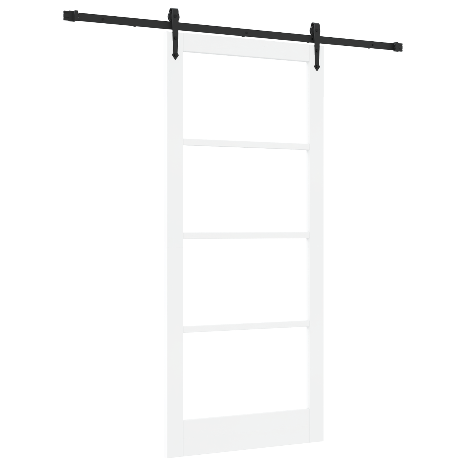 Sliding Door with Hardware Set White 93x211 cm Solid Wood Pine - Image 2