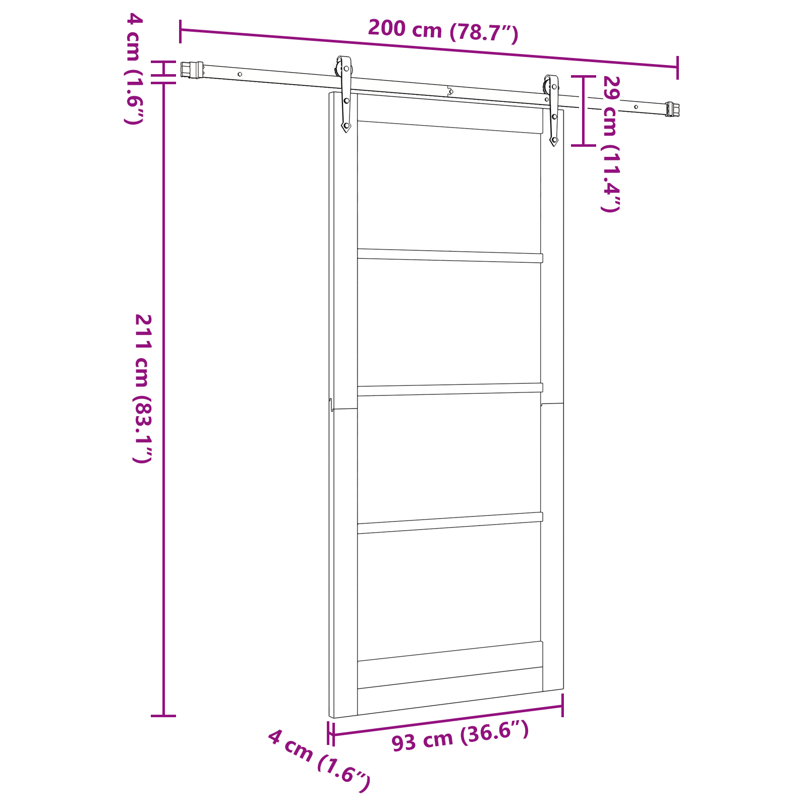Sliding Door with Hardware Set White 93x211 cm Solid Wood Pine - Image 11